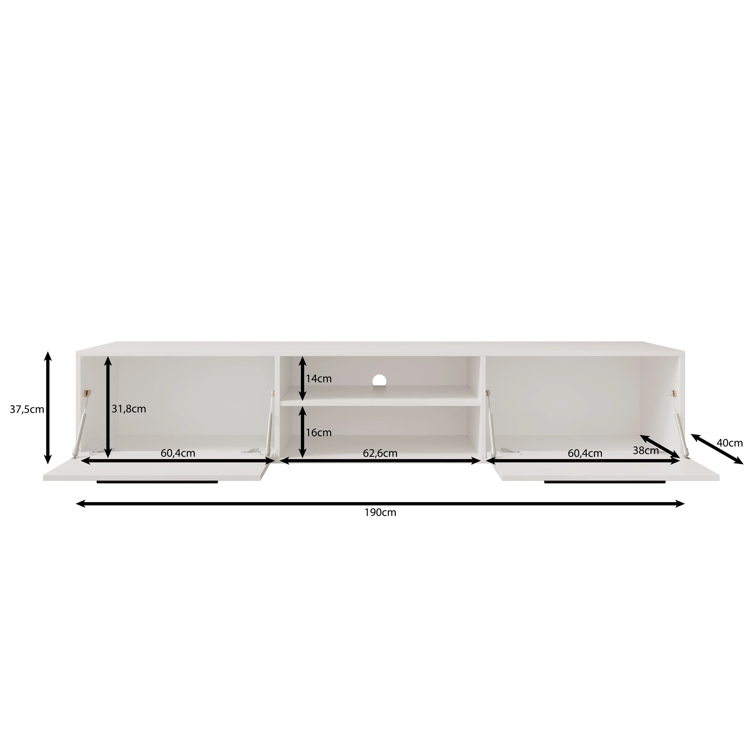 Montalo - TV-Meubel - Wit - 190x40x38 cm - Image 6