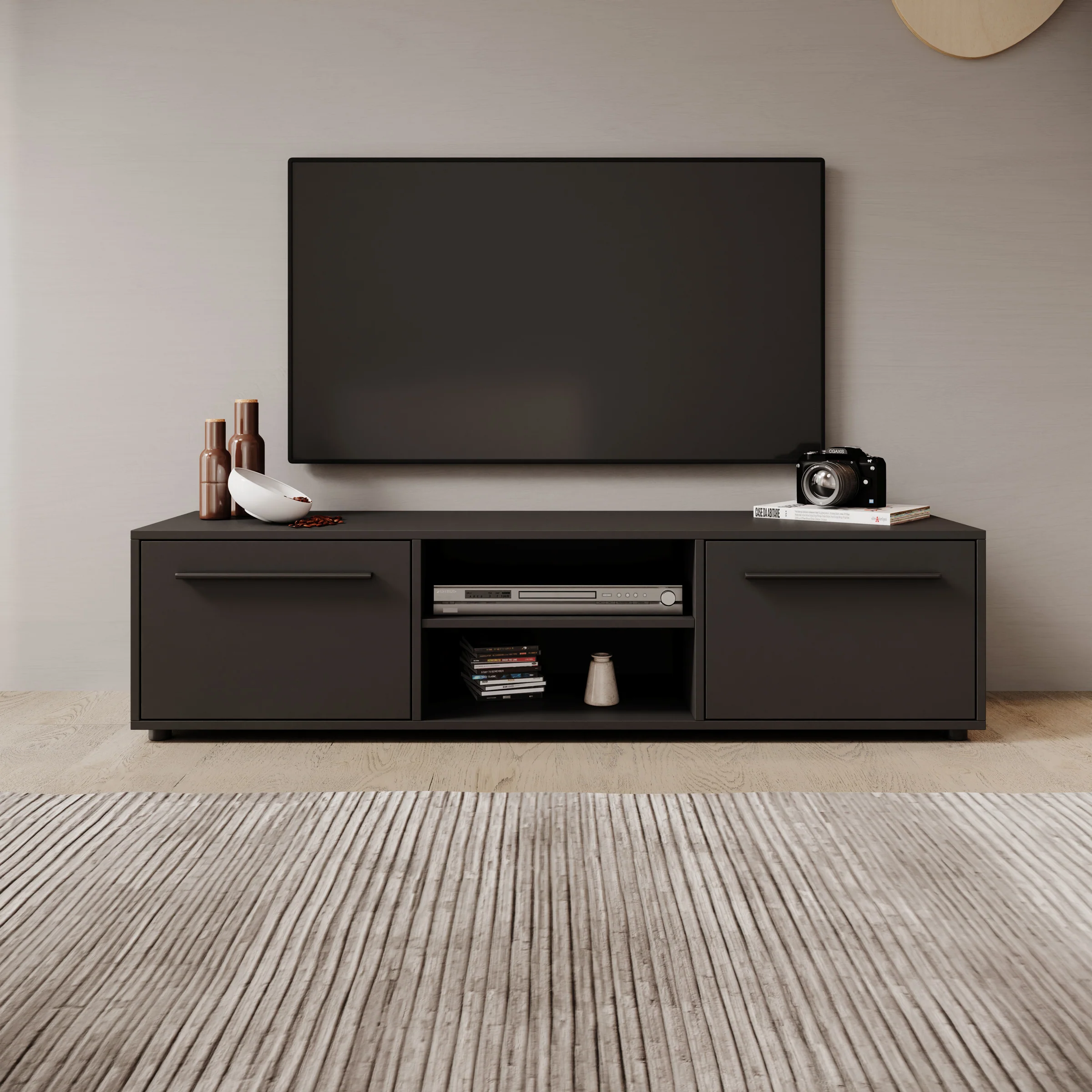 Montalo - TV-Meubel - Zwart - 150x40x38 cm - Image 3