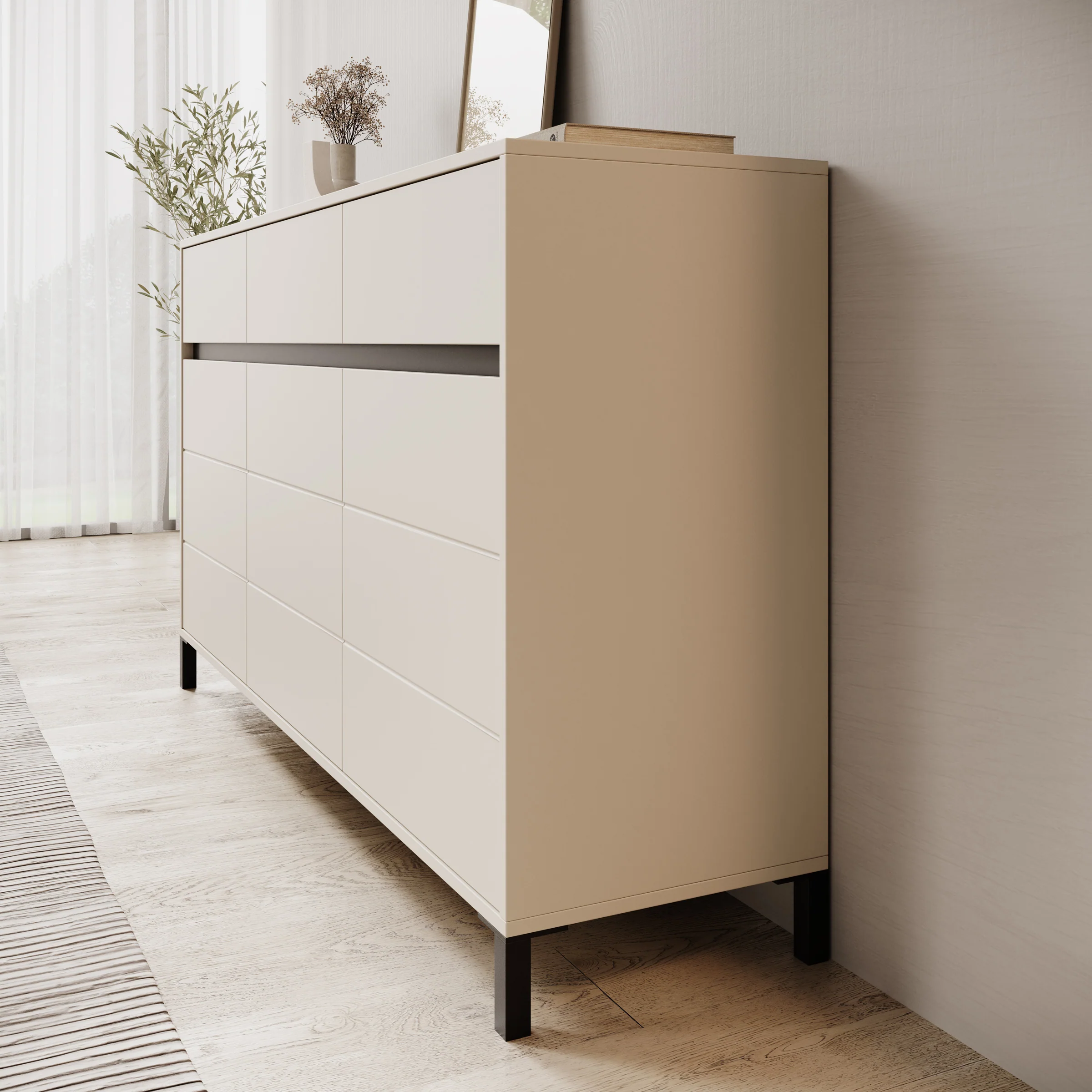 Montellini - Dressoir - Beige - 157x40x90 cm - Image 4