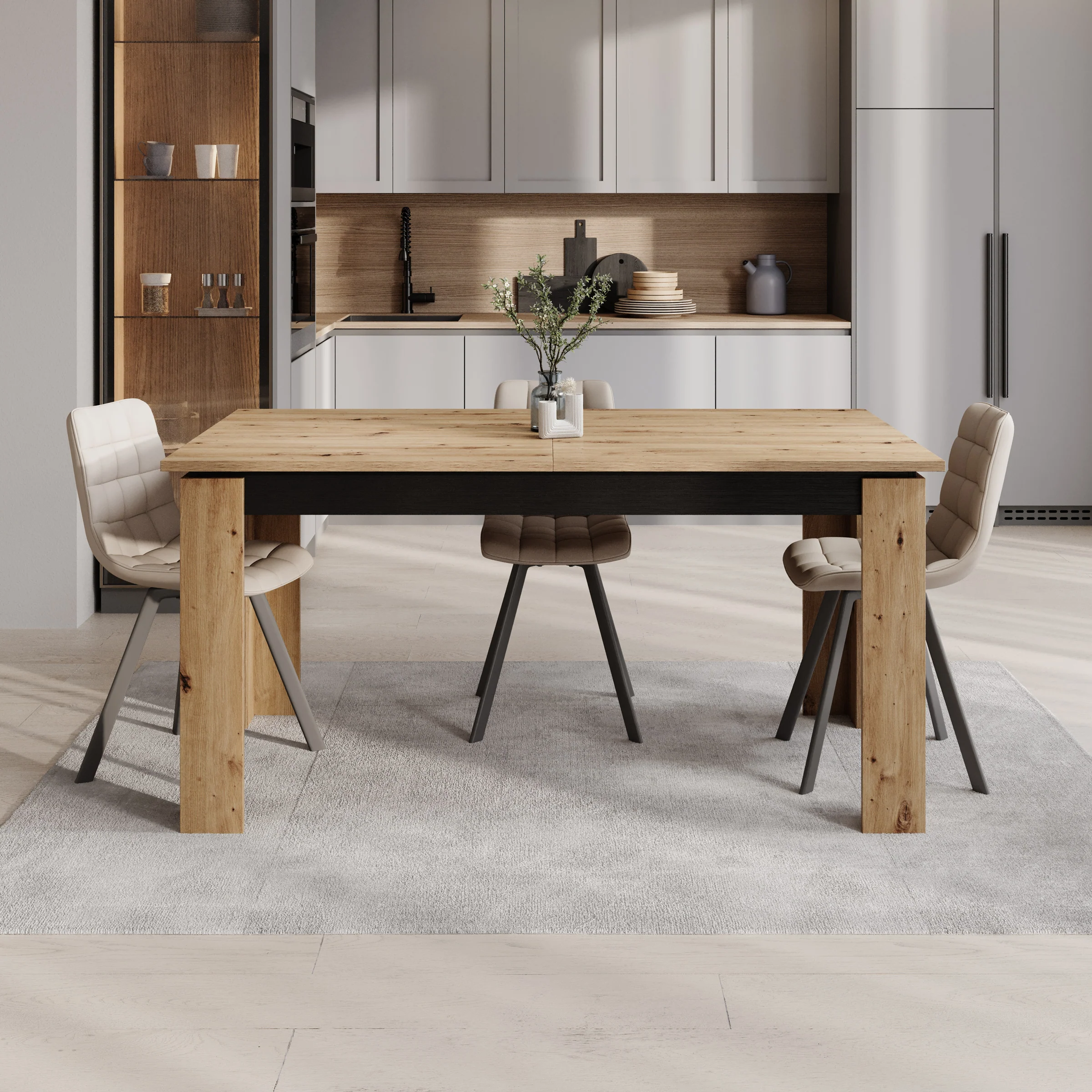 Montellini - Eetkamertafel - Eikenpatroon - 160x90x77 cm - Image 2
