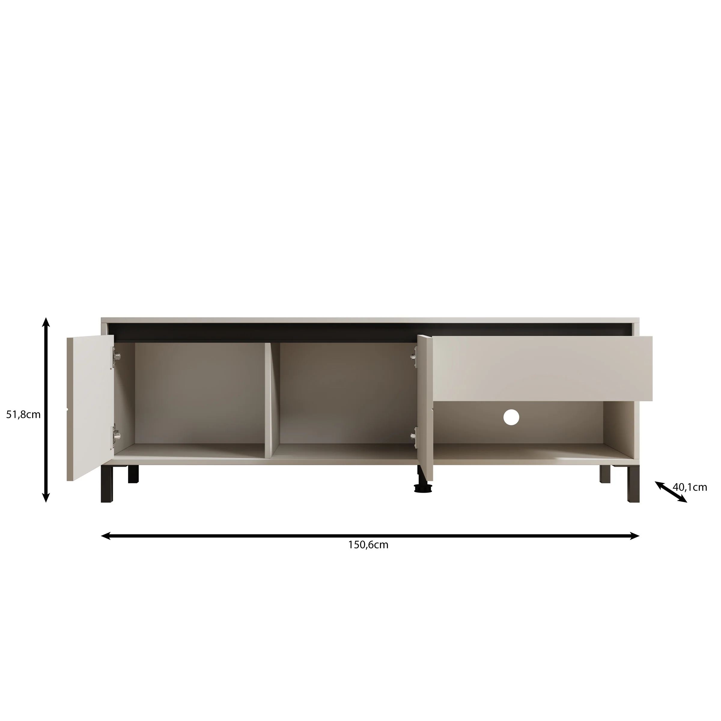 Montellini - TV-Meubel - Beige - 151x40x52 cm - Image 4