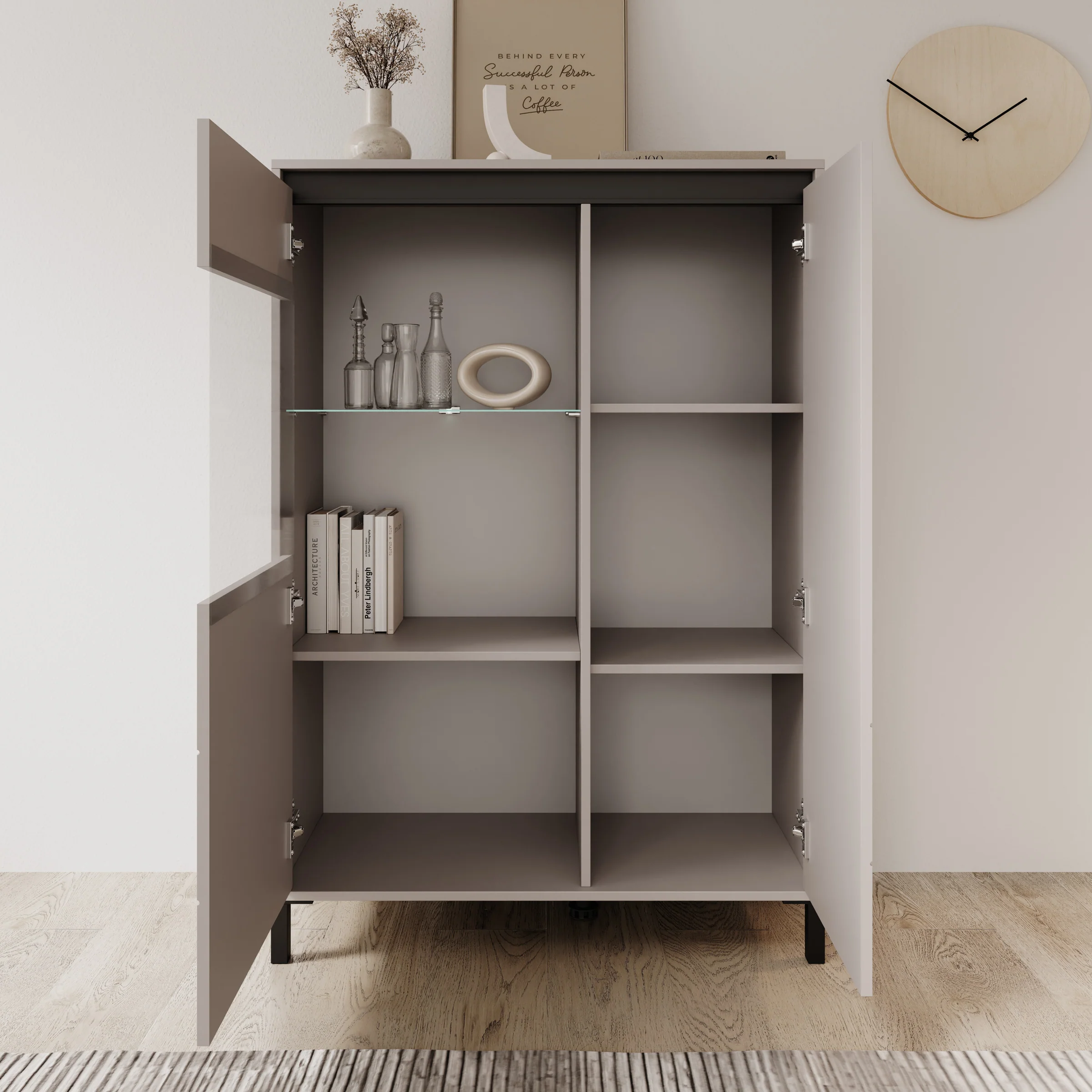 Montellini - Vitrinekast - Beige - 93x40x135 cm - Image 2