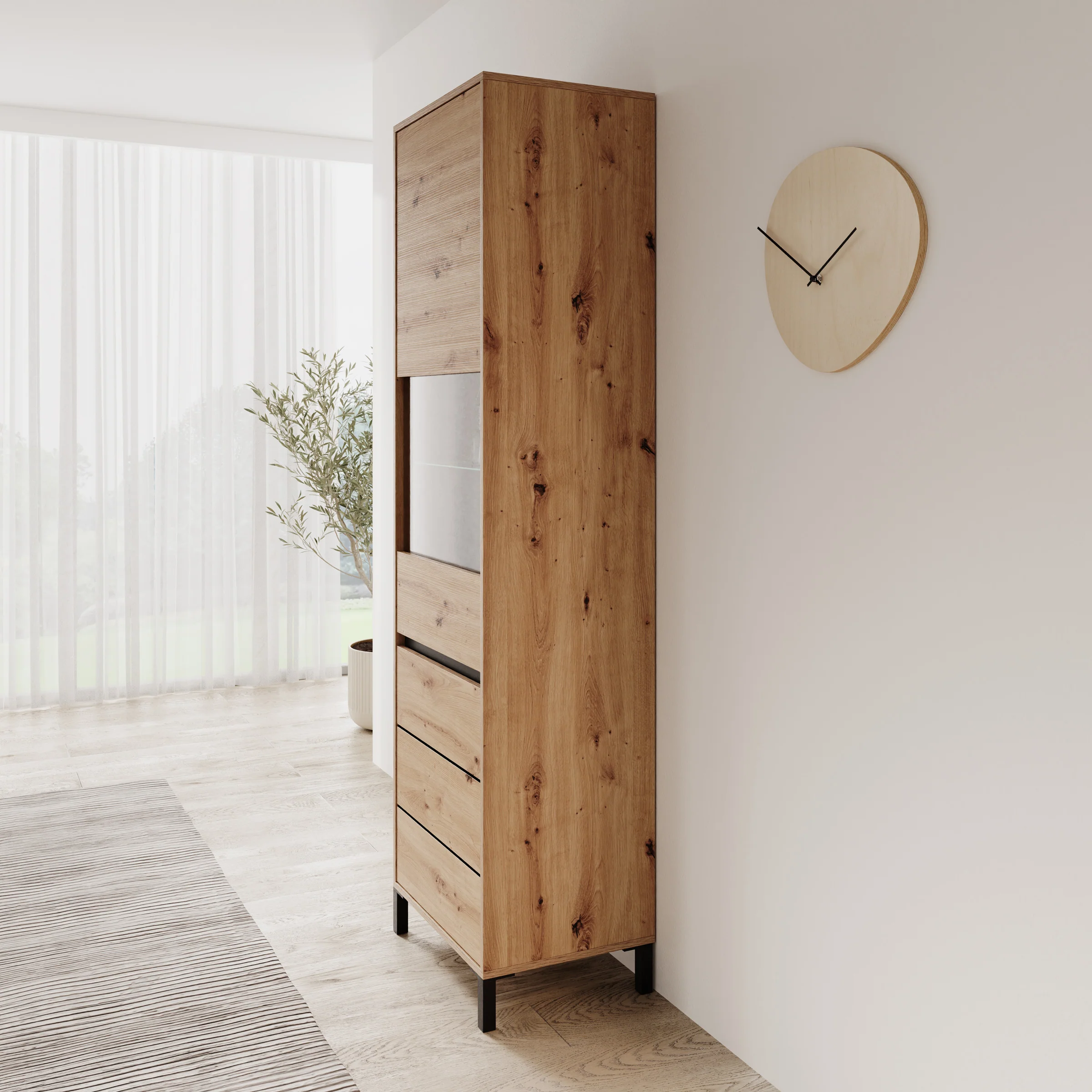 Montellini - Vitrinekast - Eikenpatroon - 55x40x193 cm - Image 4
