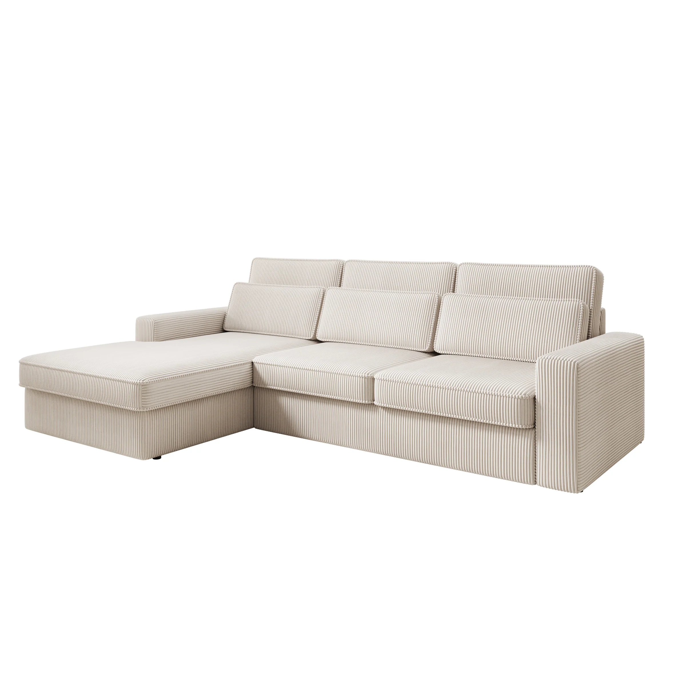 Montore - Hoekbank 3-zits met chaise longue - Ribstof beige - Links - Image 5