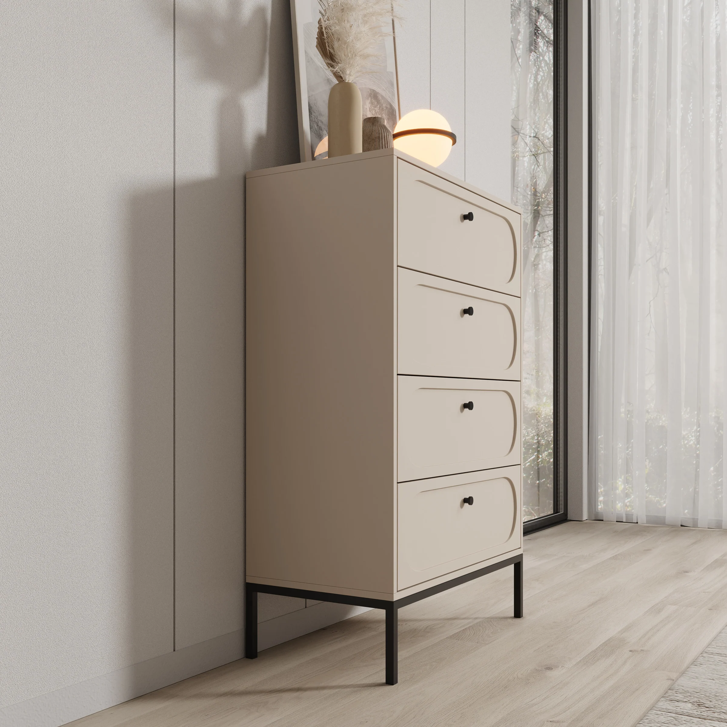 Montserrat - Ladekast met 4 lades - Beige - 80x40x115 cm - Image 4