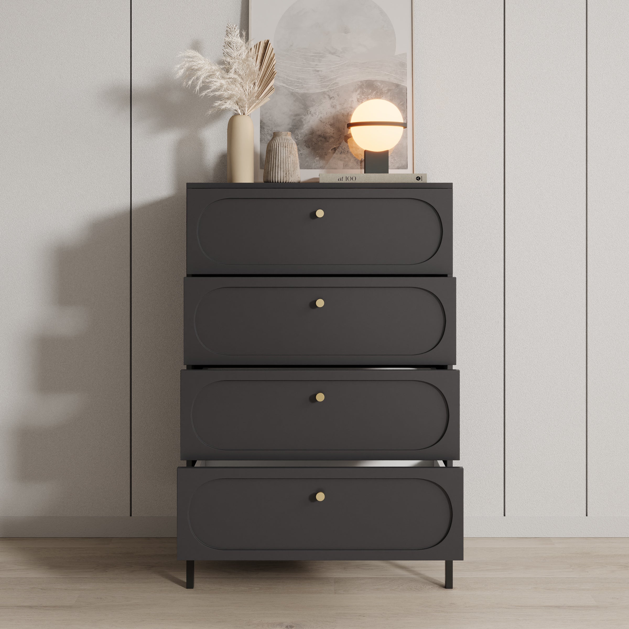 Montserrat - Ladekast met 4 lades - Zwart - 80x40x115 cm - Image 2