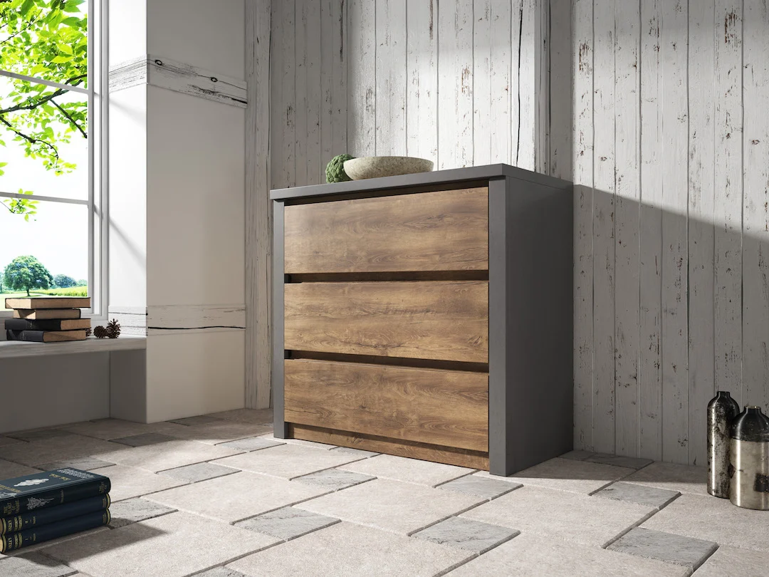 Monaco - Dressoir - Eiken/grijs - 90x43x80 cm