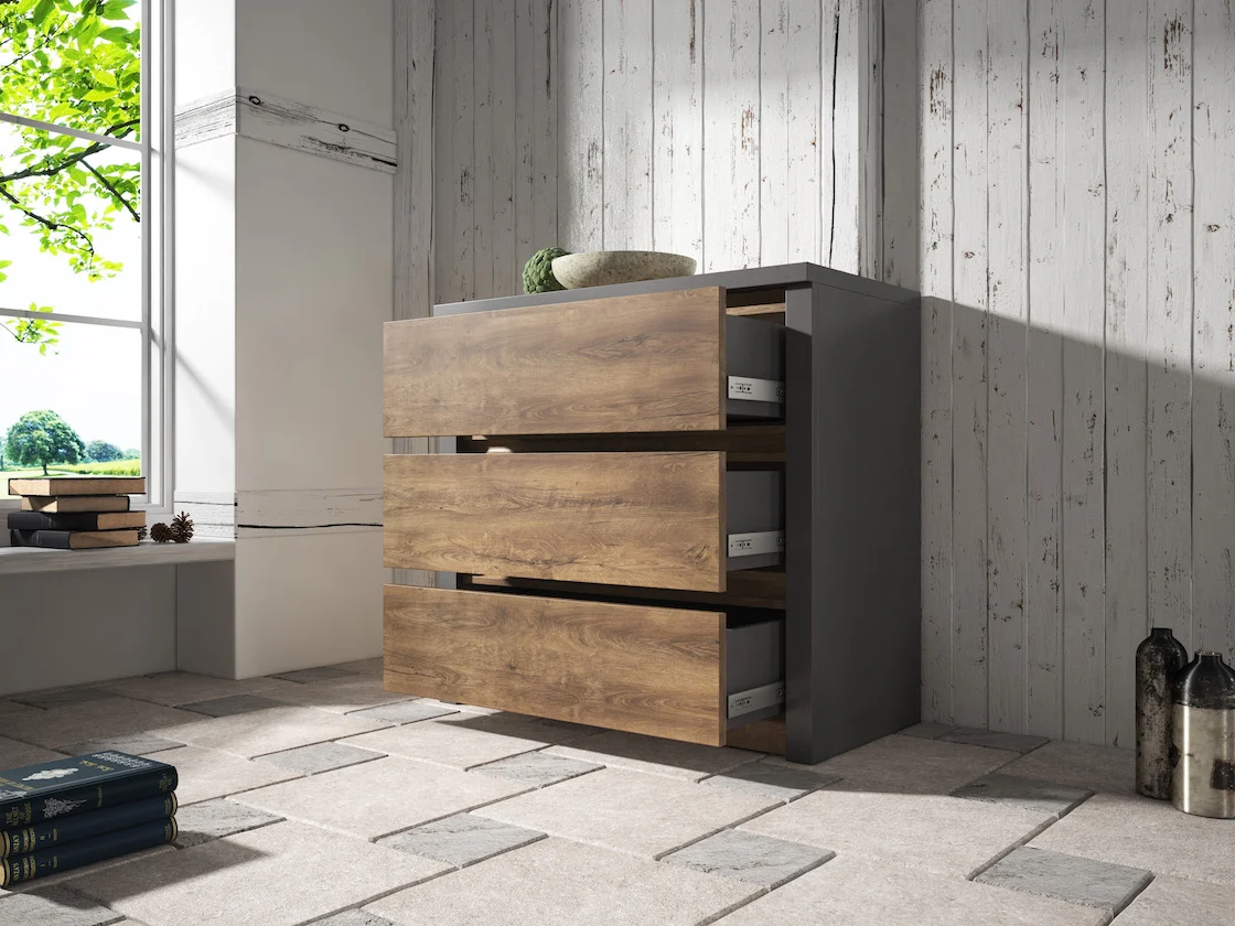 Monaco - Dressoir - Eiken/grijs - 90x43x80 cm - Image 2