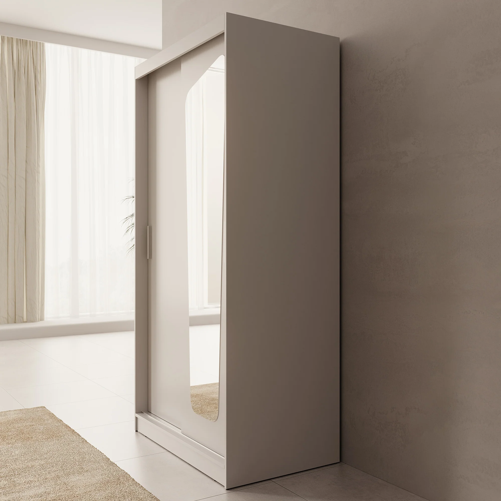 Moyo - Kledingkast met 2 schuifdeuren - Beige - 100x62x200 cm - Image 4