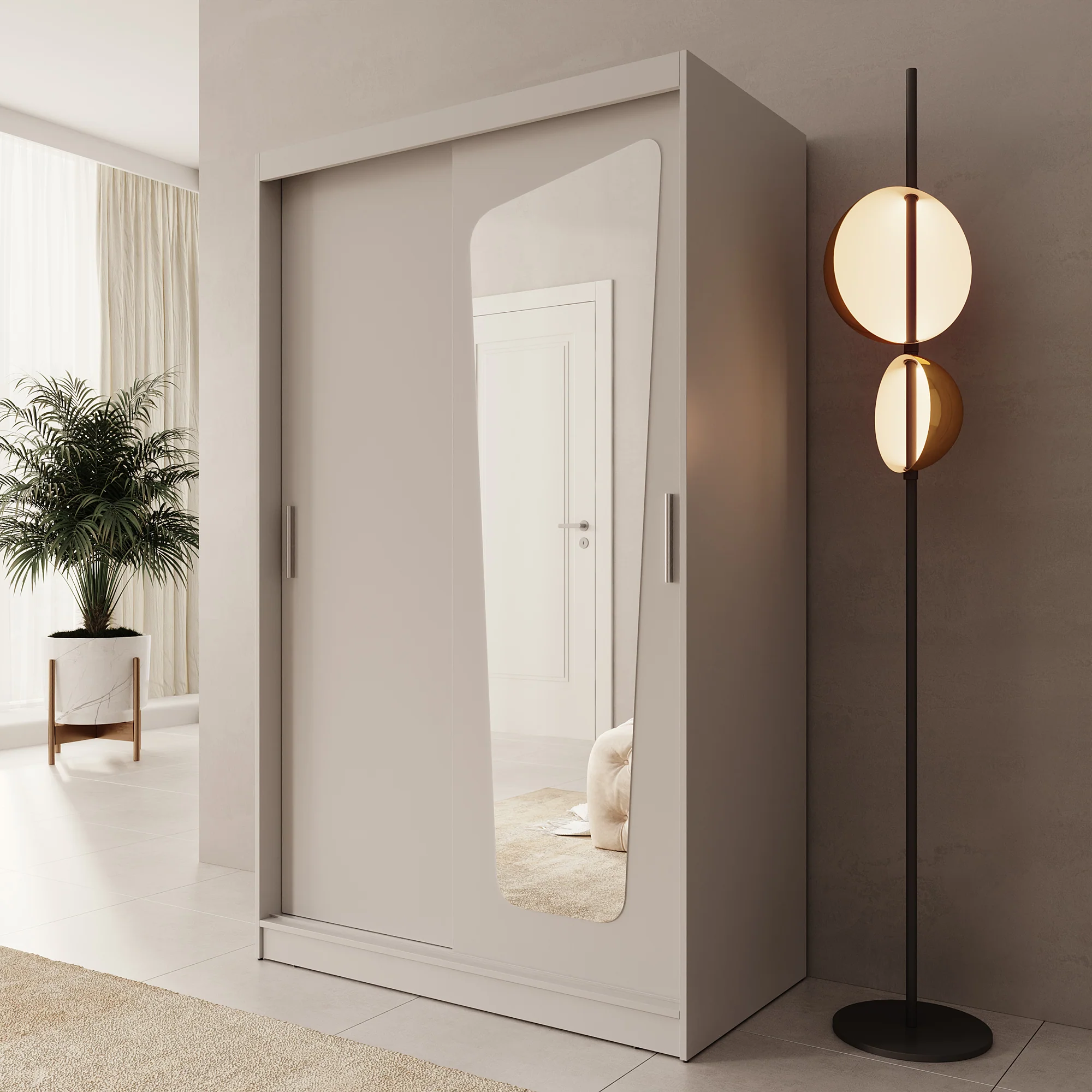 Moyo - Kledingkast met 2 schuifdeuren - Beige - 120x62x200 cm