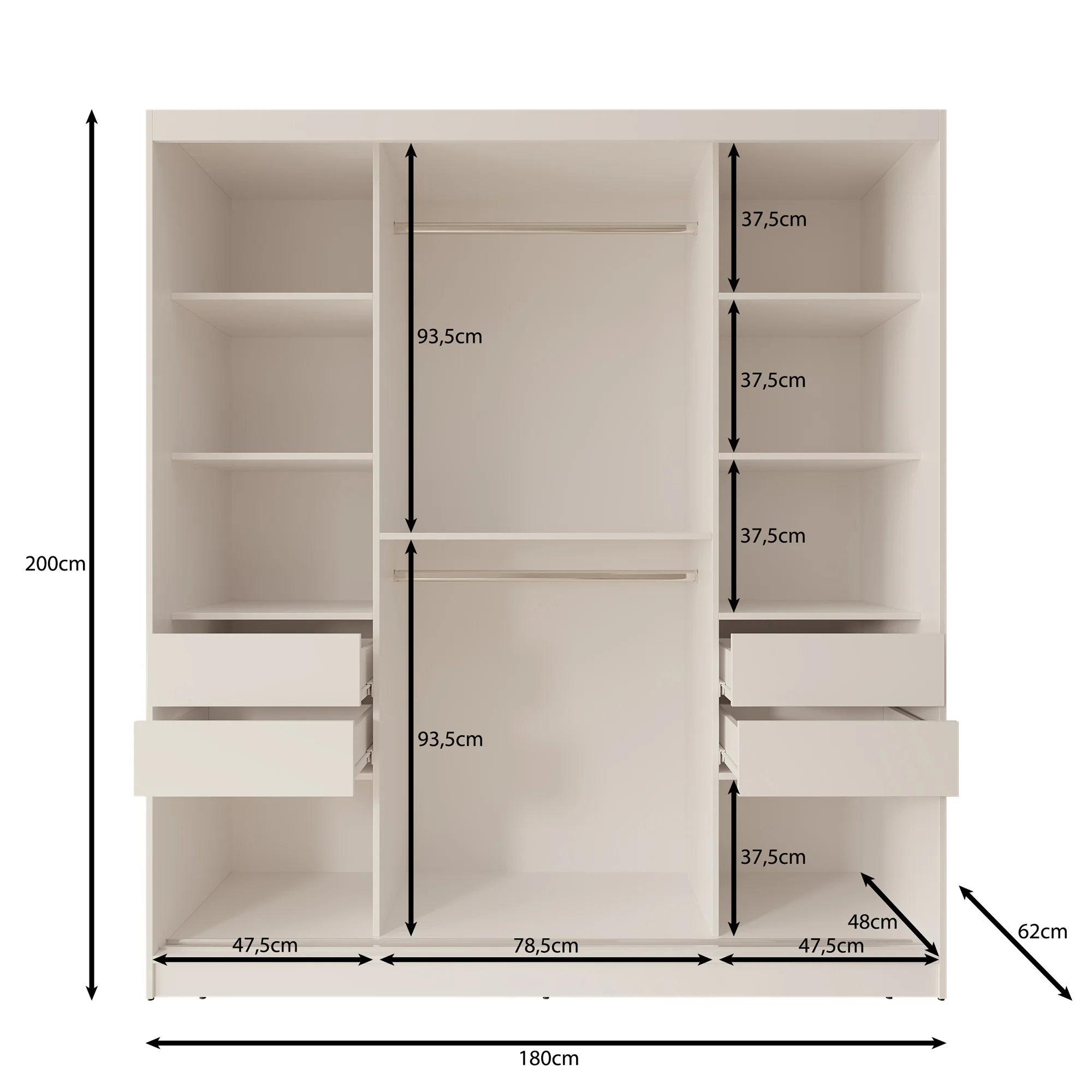Moyo - Kledingkast met 2 schuifdeuren - Eikenpatroon - 180x62x200 cm - Image 5