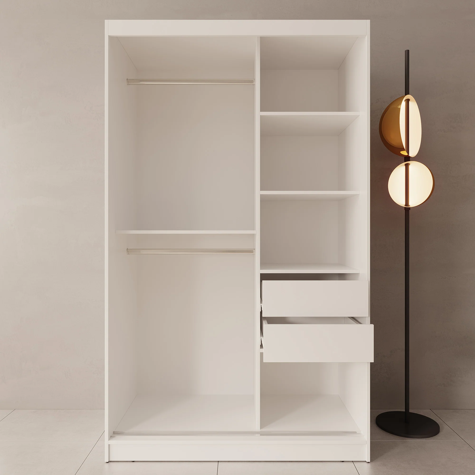 Moyo - Kledingkast met 2 schuifdeuren - Wit - 120x62x200 cm - Image 2