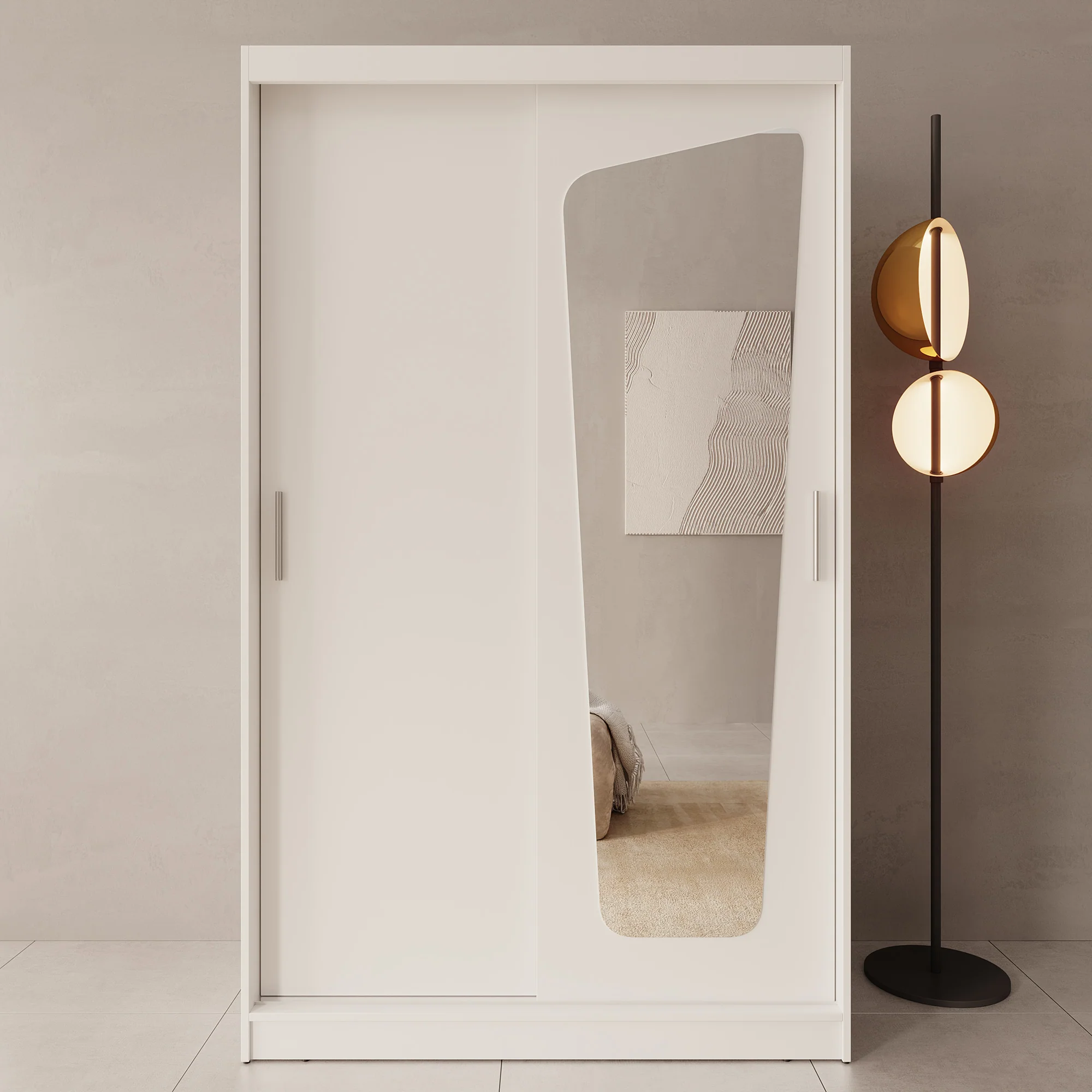 Moyo - Kledingkast met 2 schuifdeuren - Wit - 120x62x200 cm - Image 3