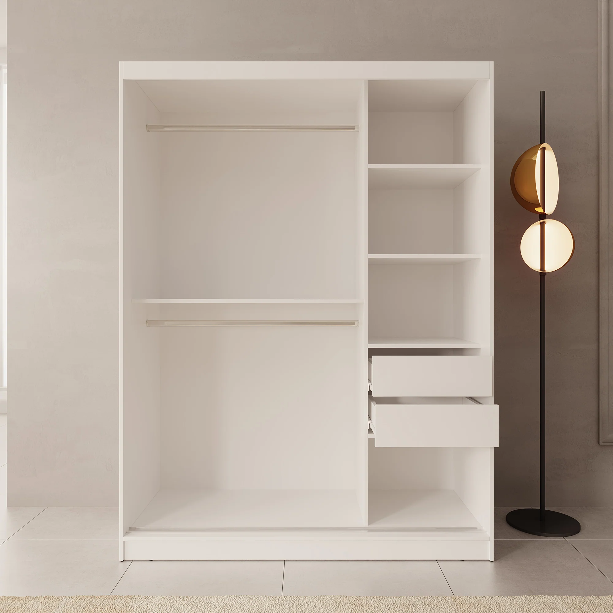 Moyo - Kledingkast met 2 schuifdeuren - Wit - 150x62x200 cm - Image 2