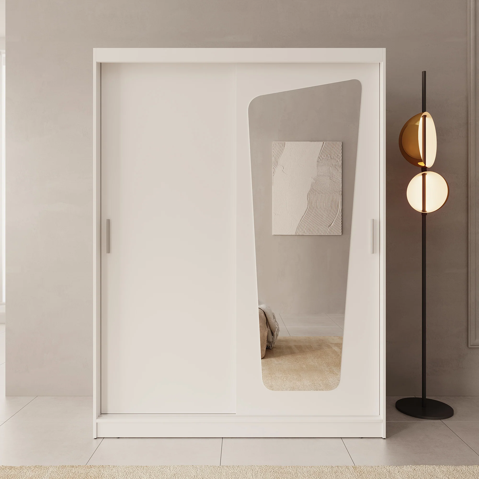 Moyo - Kledingkast met 2 schuifdeuren - Wit - 150x62x200 cm - Image 3