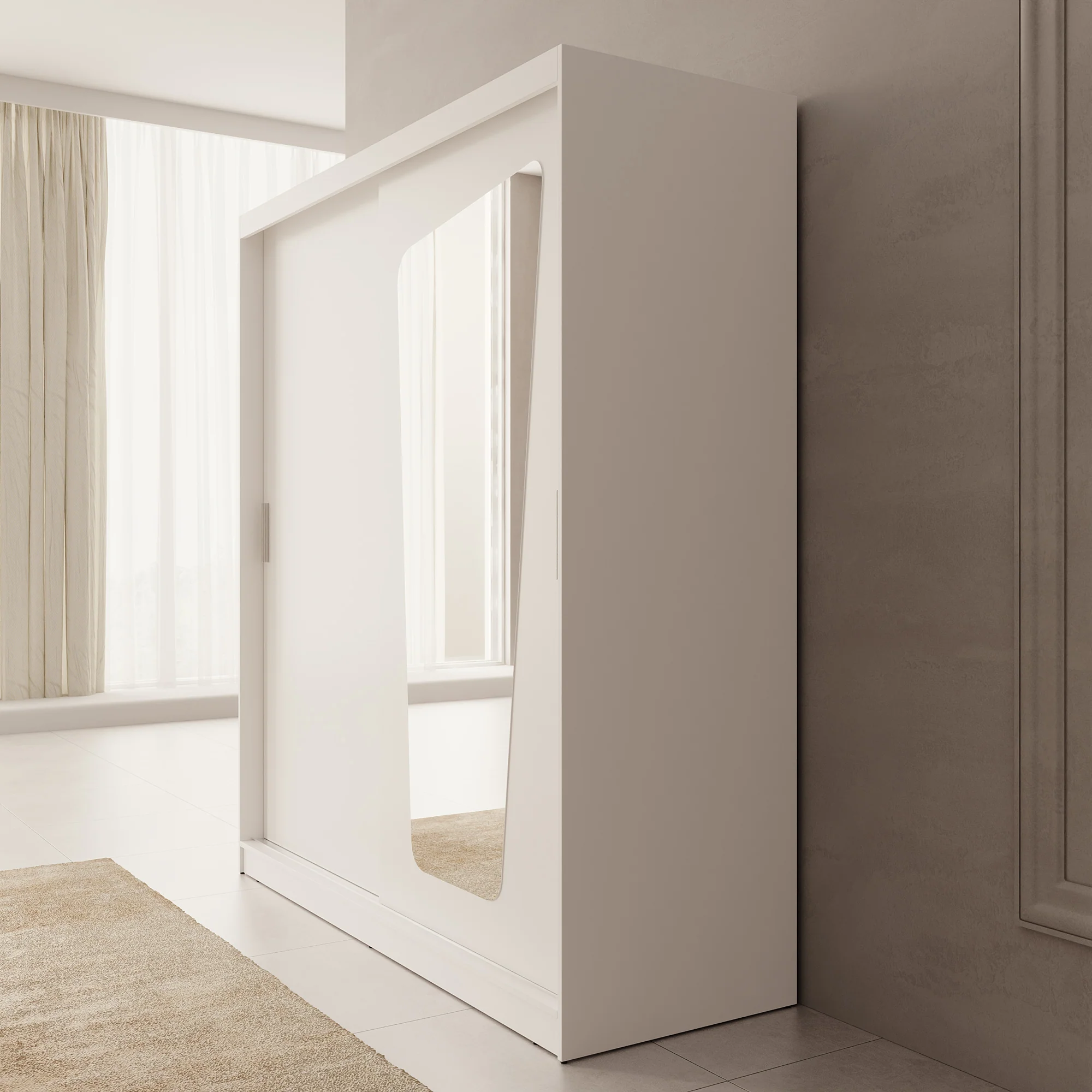 Moyo - Kledingkast met 2 schuifdeuren - Wit - 180x62x200 cm - Image 4