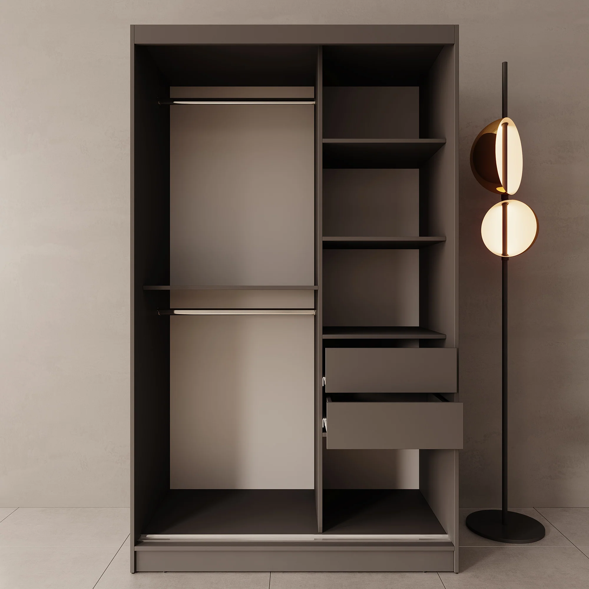 Moyo - Kledingkast met 2 schuifdeuren - Zwart - 120x62x200 cm - Image 2