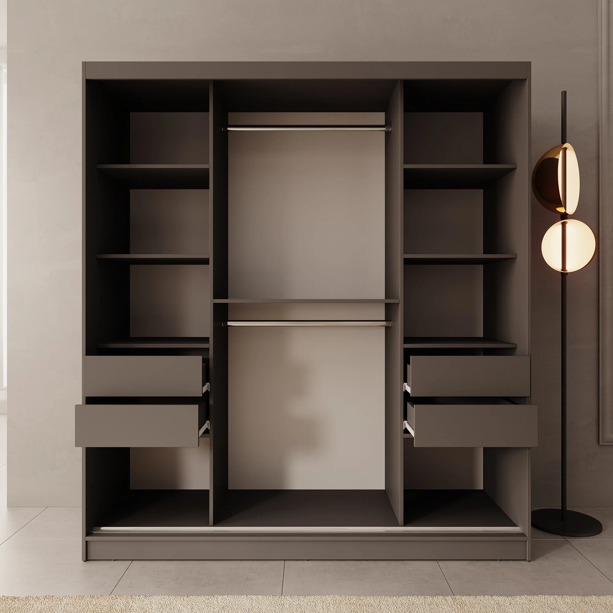 Moyo - Kledingkast met 2 schuifdeuren - Zwart - 180x62x200 cm - Image 2