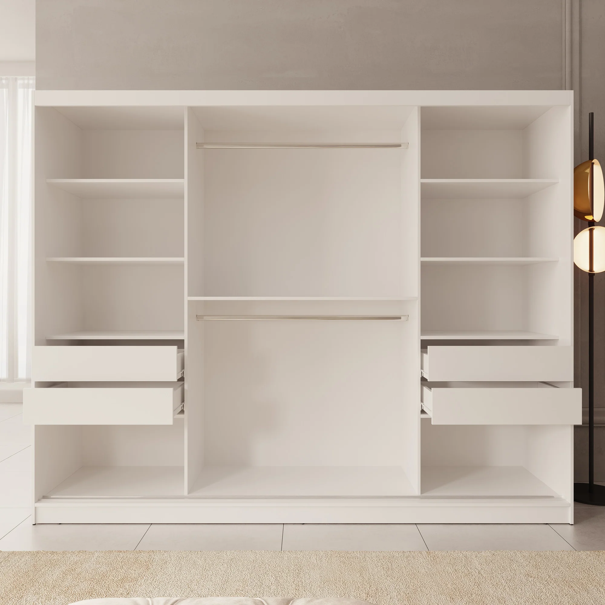 Moyo - Kledingkast met 3 schuifdeuren - Wit - 250x62x200 cm - Image 2