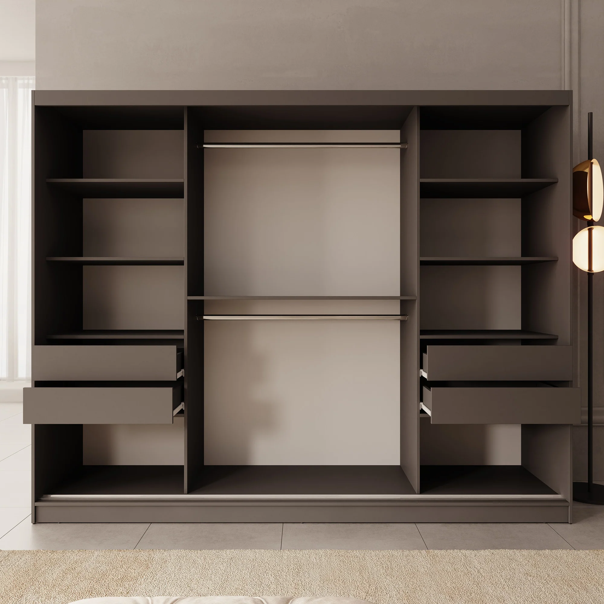 Moyo - Kledingkast met 3 schuifdeuren - Zwart - 250x62x200 cm - Image 2