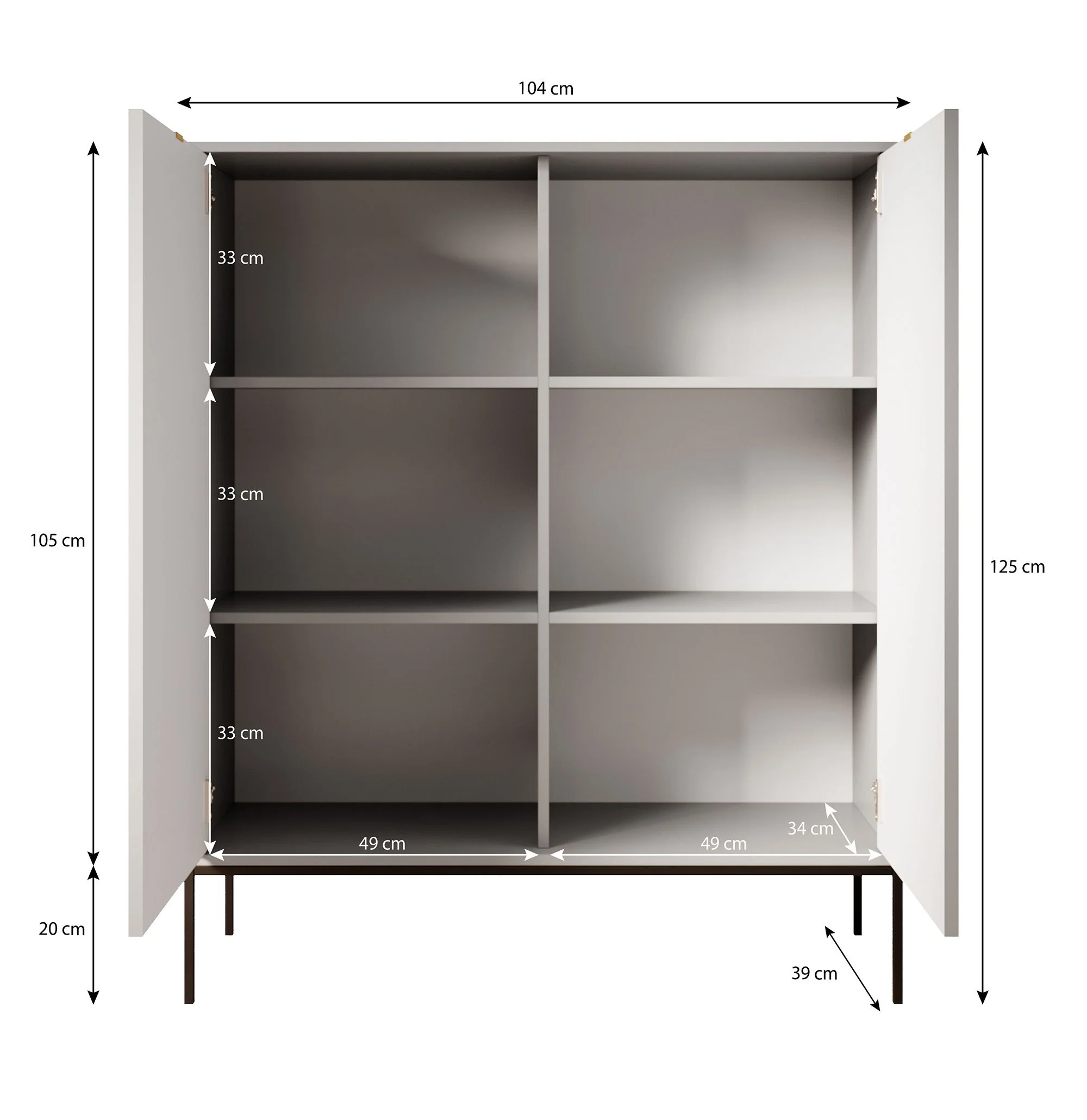 Navil 2 - Dressoir - Beige - 104x39x125 cm - Image 5
