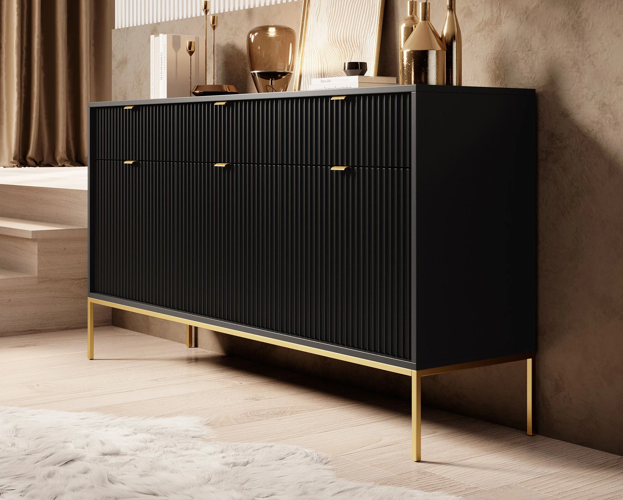 Navil 2 - Dressoir - Zwart - 154x39x83 cm - Image 4
