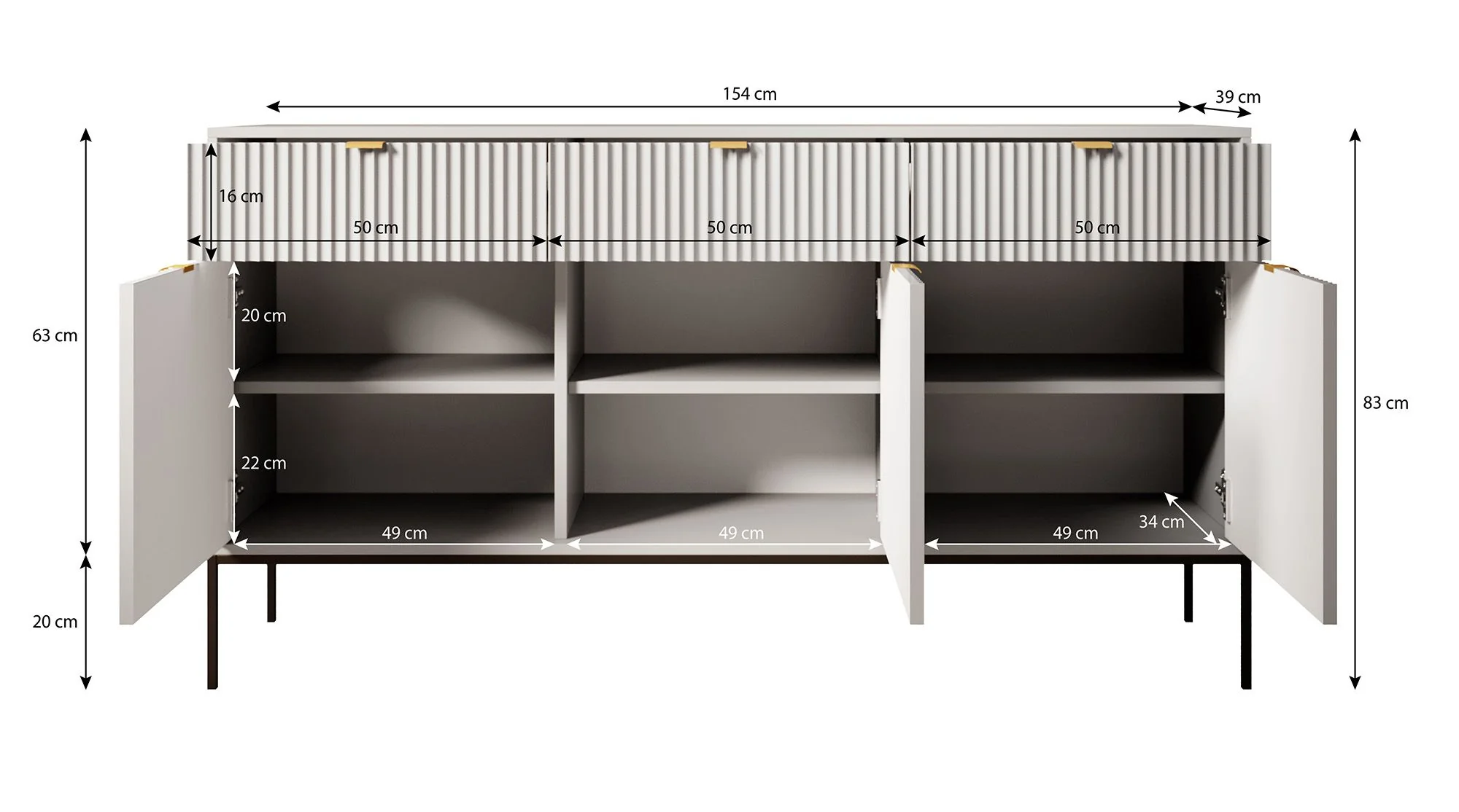 Navil - Dressoir - Beige - 154x39x83 cm - Image 5