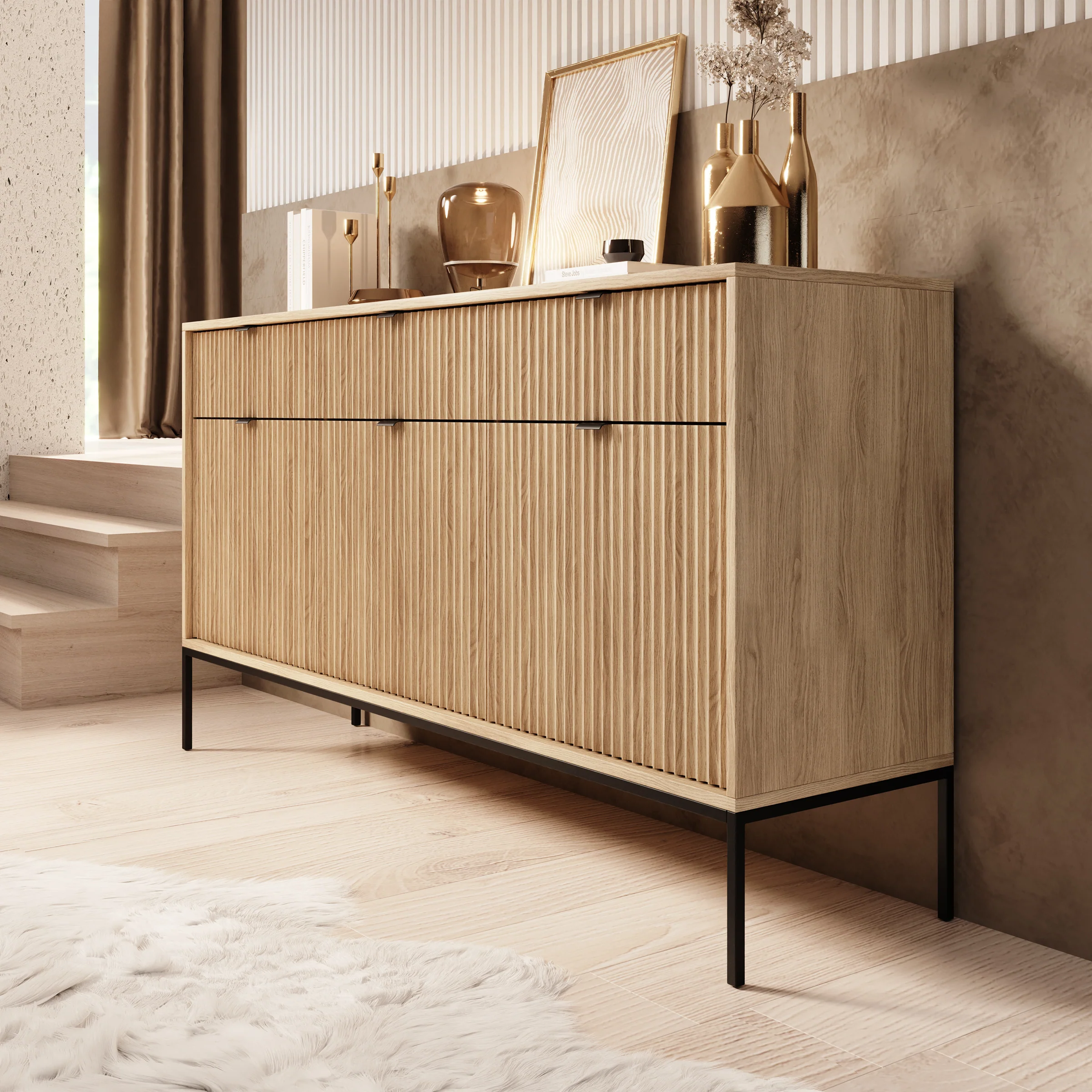 Navil - Dressoir - Eikenpatroon - 154x39x83 cm - Image 4