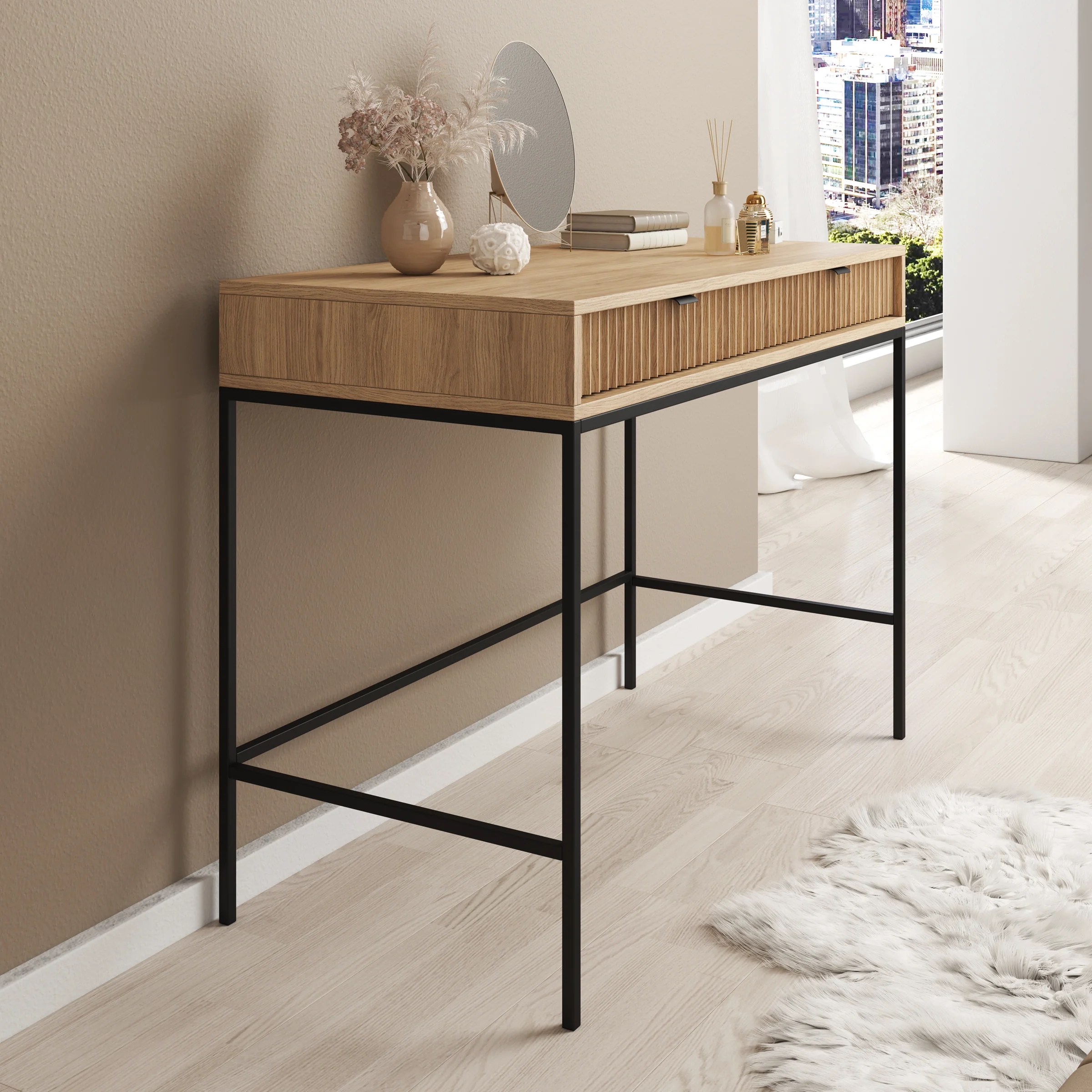 Navil - Kaptafel - Eikenpatroon - 104x50x78 cm - Image 4