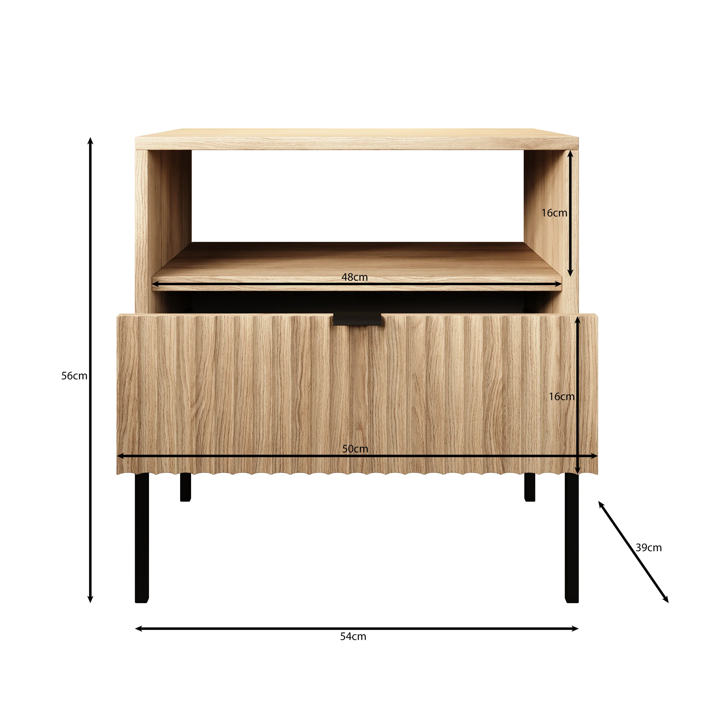 Navil - Nachtkastje - Eikenpatroon - 54x39x56 cm - Image 4