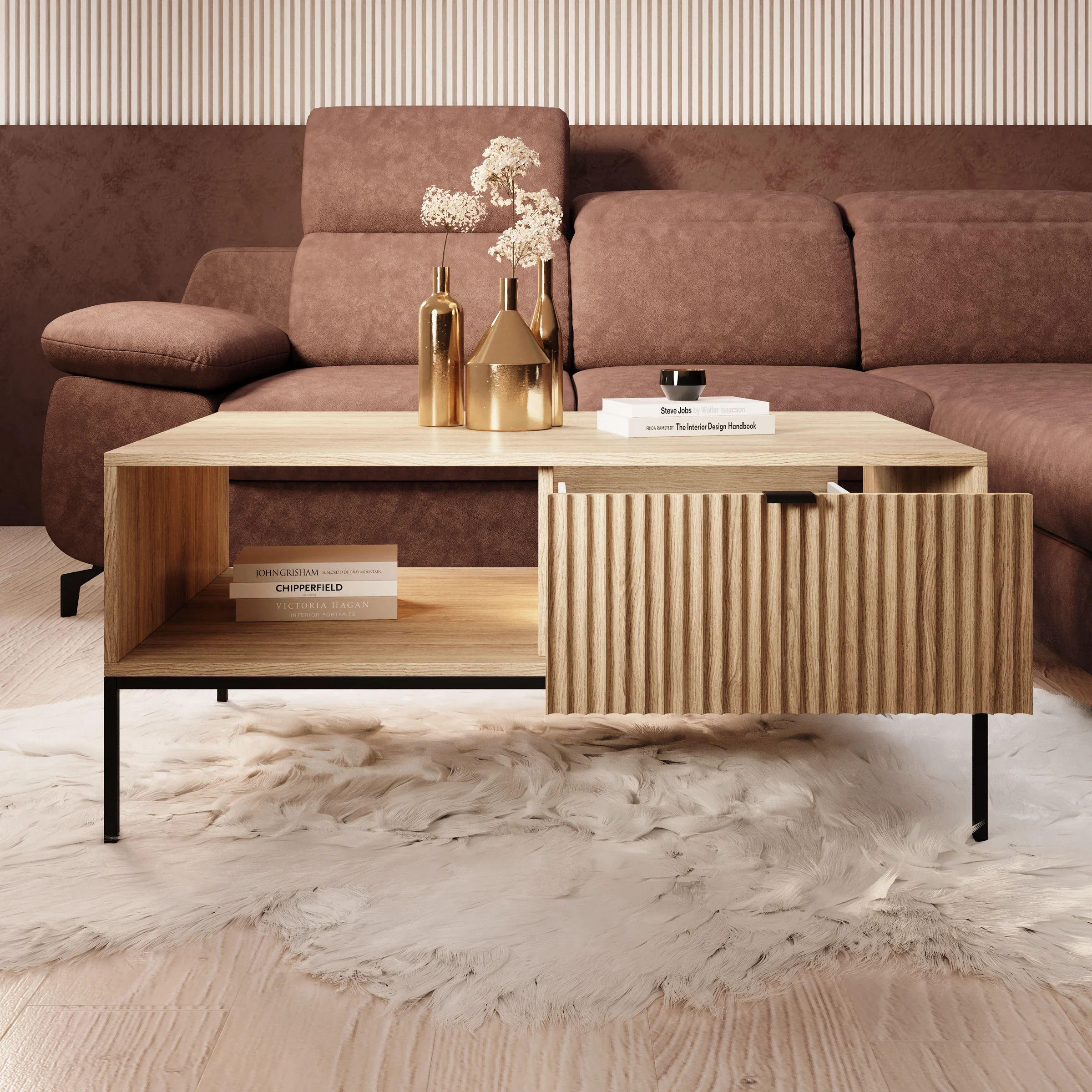Navil - Salontafel - Eikenpatroon - 104x68x46 cm - Image 2