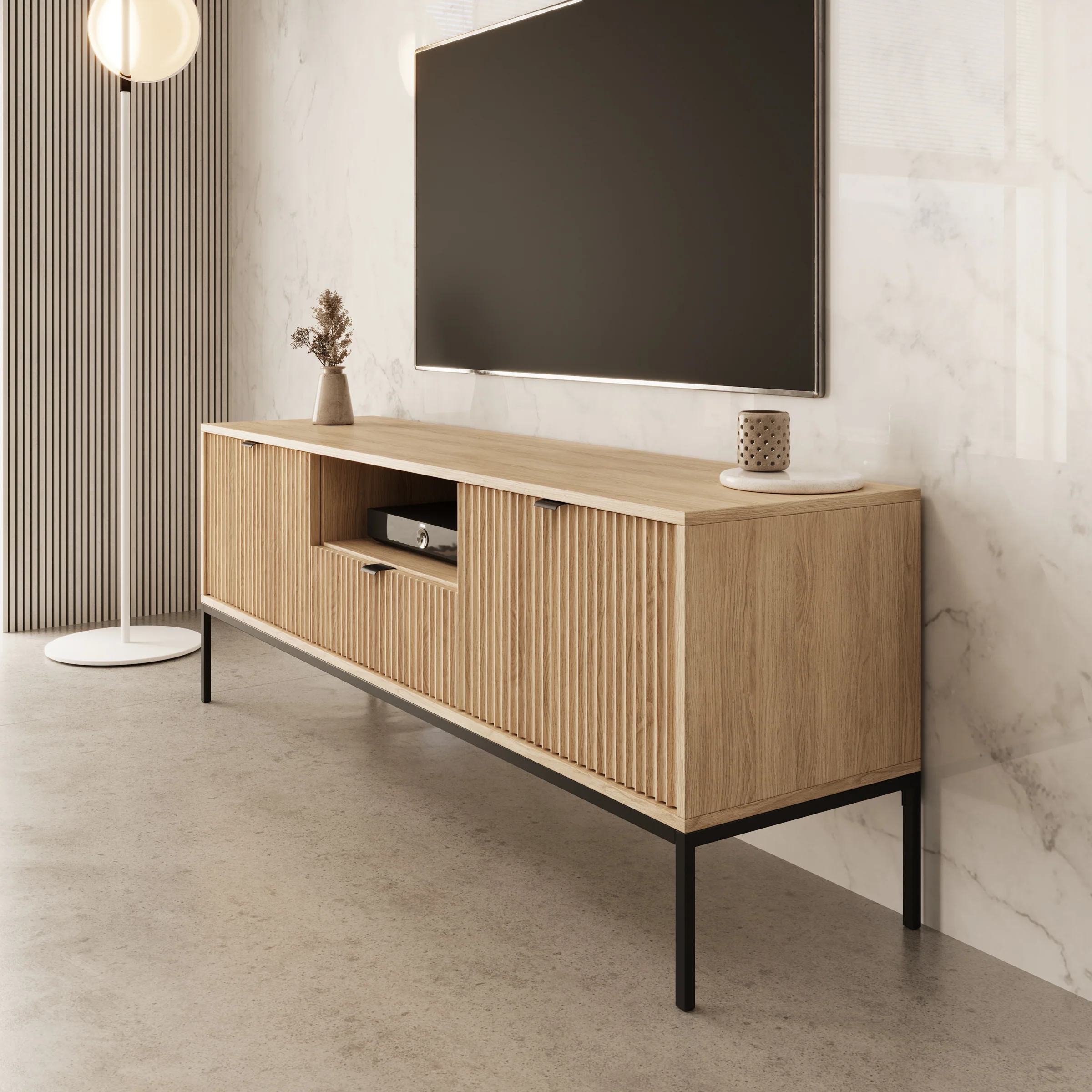 Navil - TV-Meubel - Eikenpatroon - 154x39x56 cm - Image 4