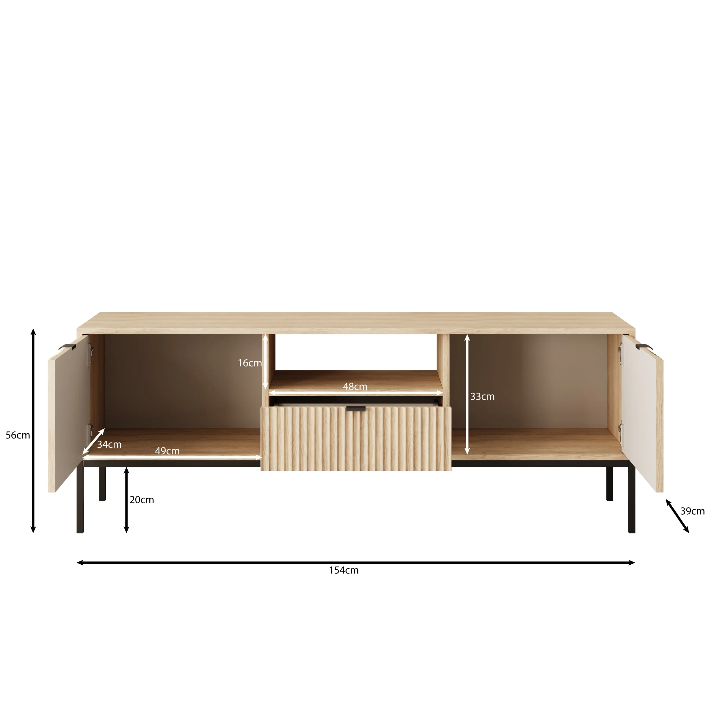 Navil - TV-Meubel - Eikenpatroon - 154x39x56 cm - Image 5