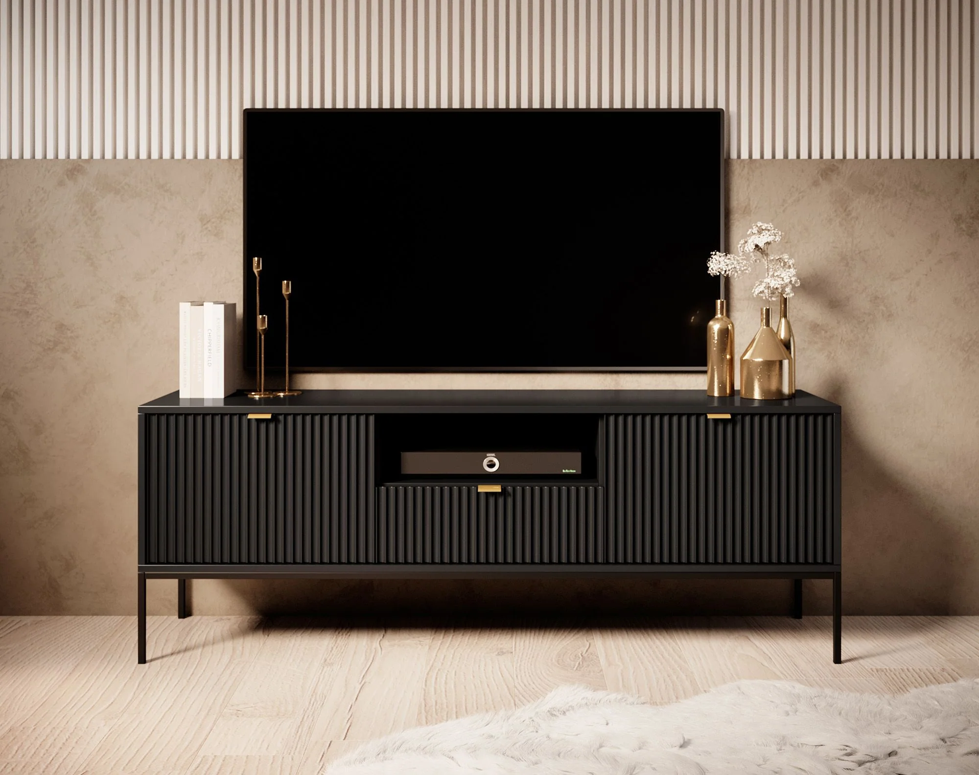 Navil - TV-Meubel - Zwart  - 154x39x56 cm - Image 2