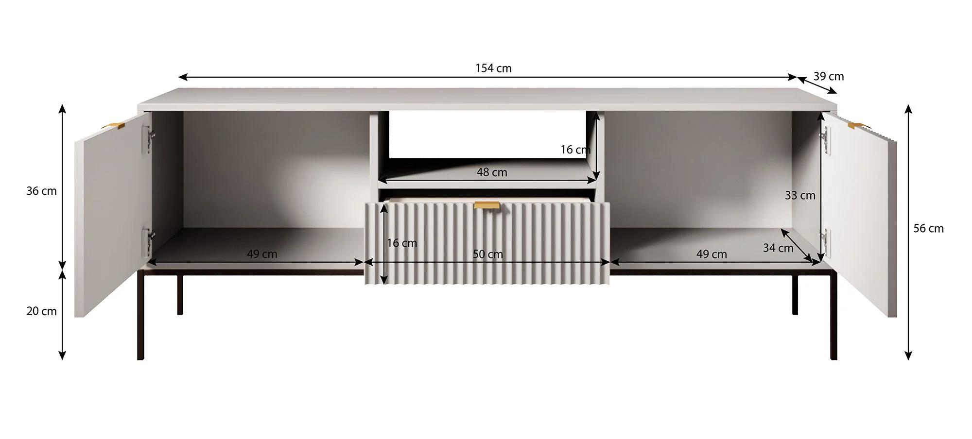 Navil - TV-Meubel - Zwart  - 154x39x56 cm - Image 5