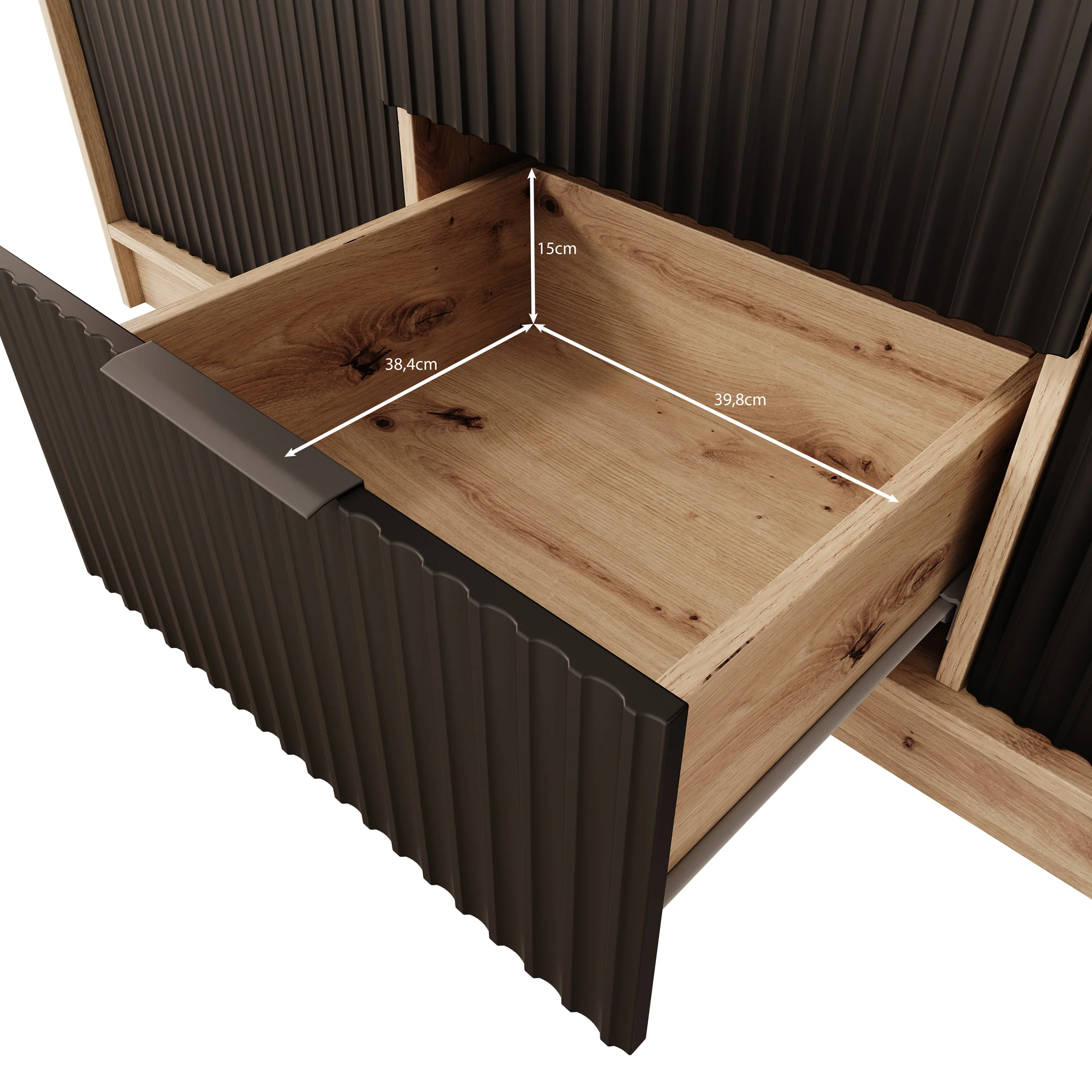 Negroni - Kledingkast met 3 deuren - Eiken/Zwart - 150x51x20 - Image 6