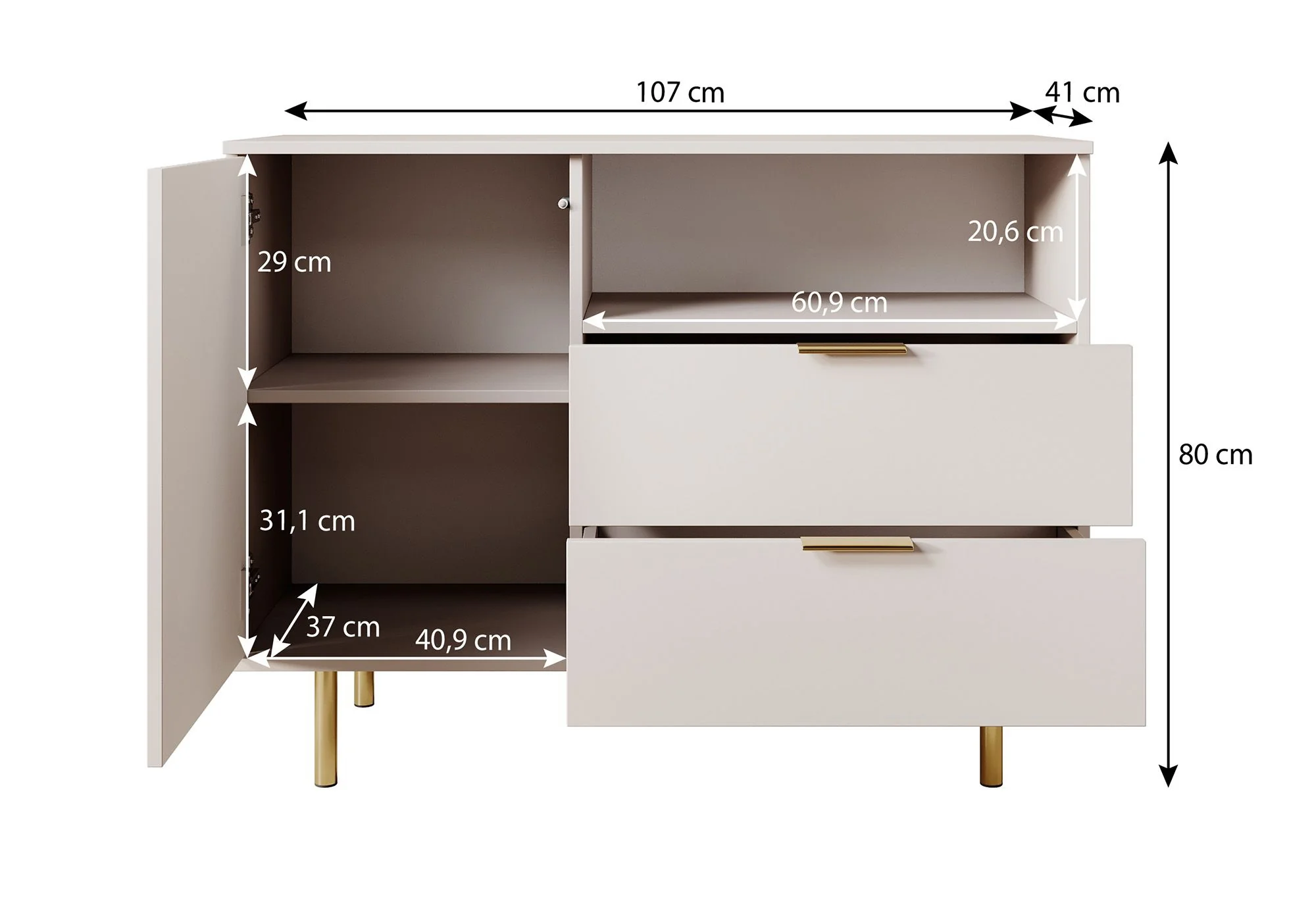 Nicola - Dressoir - Zwart - 107x41x80 cm - Image 5