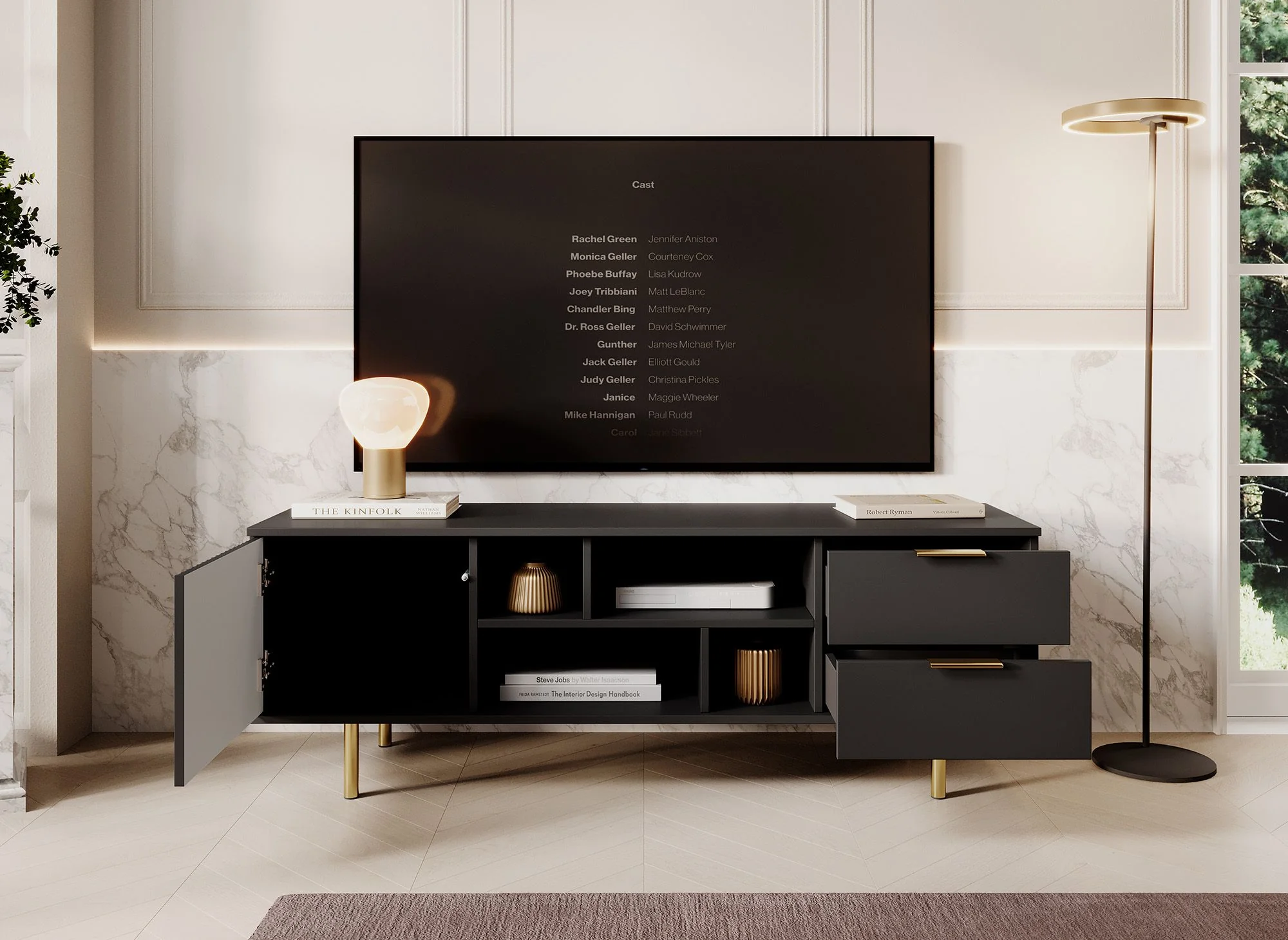Nicola - TV-Meubel - Mat zwart  - 150x41x52 cm - Image 2