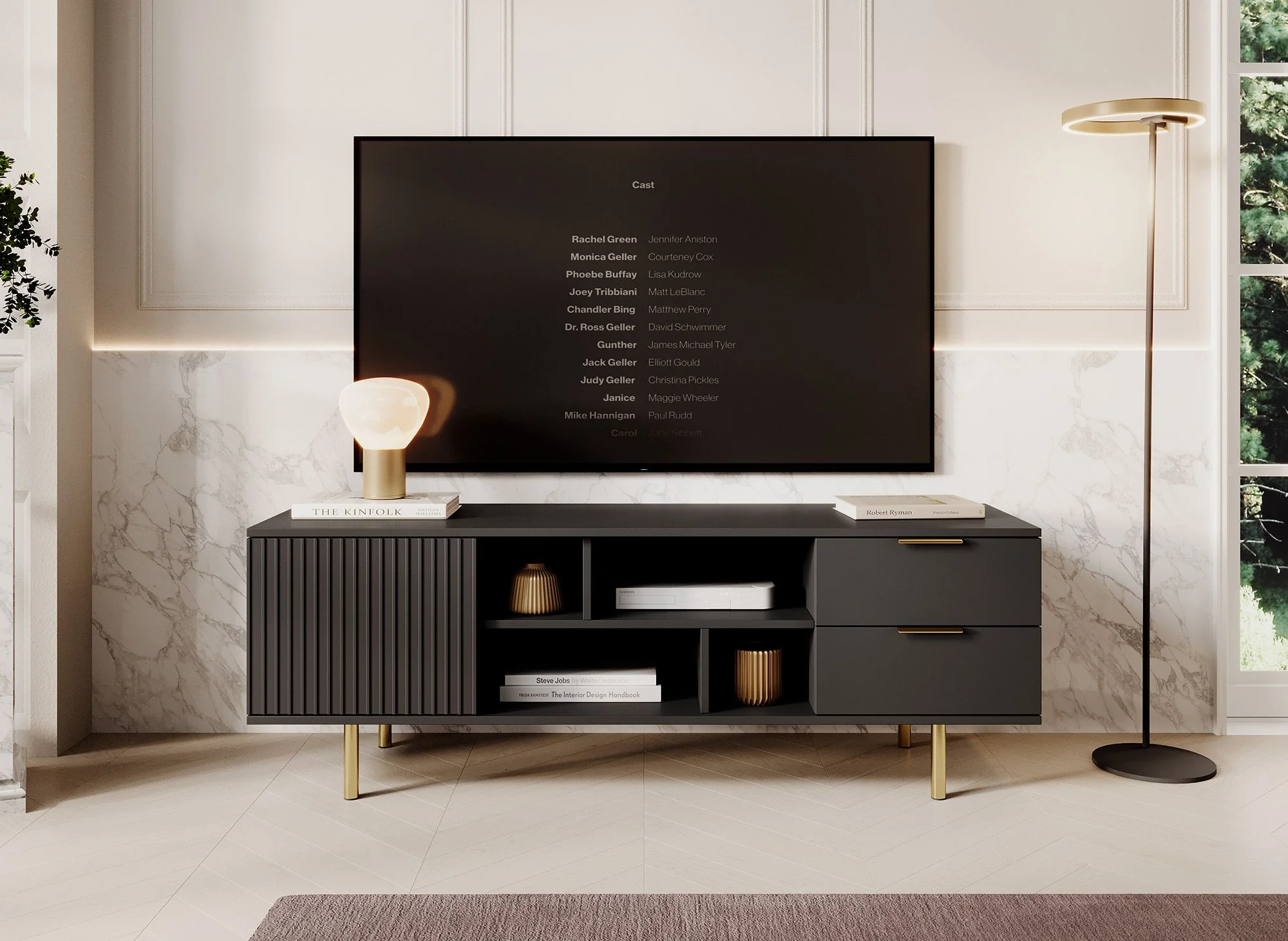 Nicola - TV-Meubel - Mat zwart  - 150x41x52 cm - Image 3