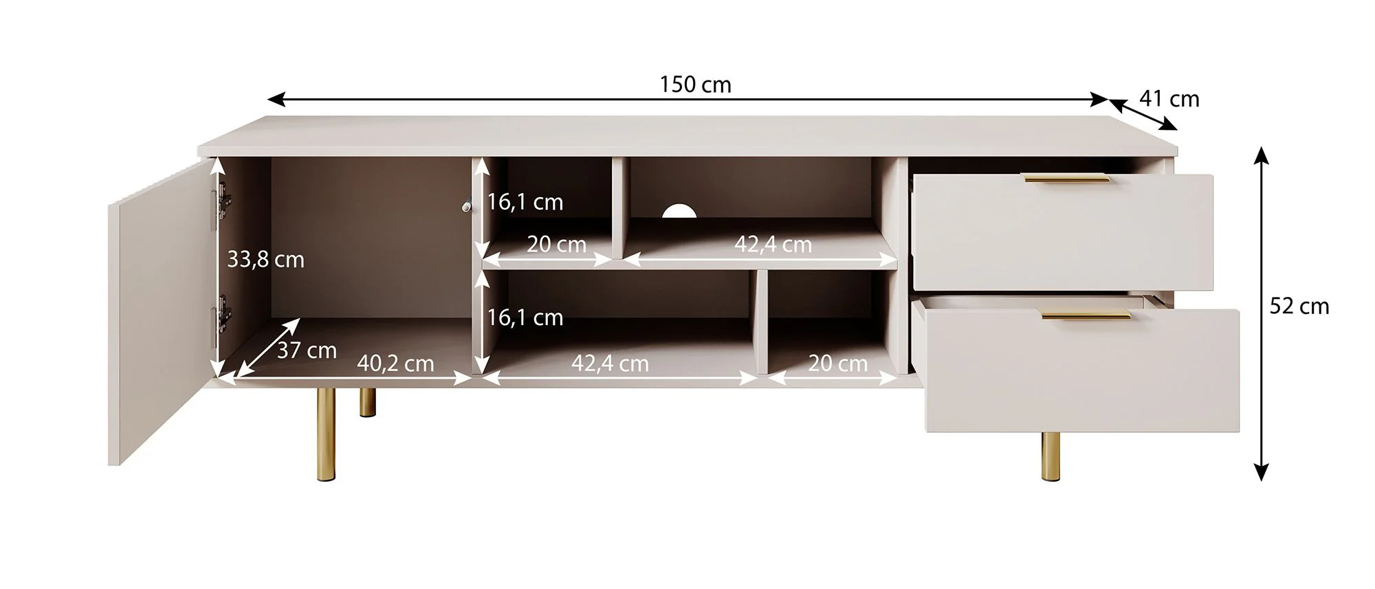 Nicola - TV-Meubel - Mat zwart  - 150x41x52 cm - Image 5