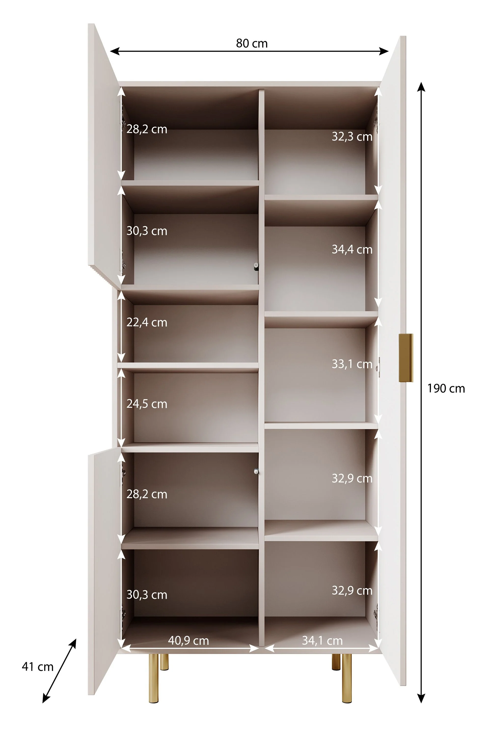 Nicola - Vitrinekast - Zwart - 80x41x190 cm - Image 5