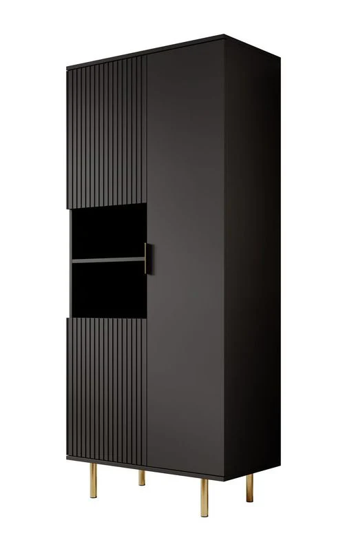 Nicola - Vitrinekast - Zwart - 80x41x190 cm - Image 6