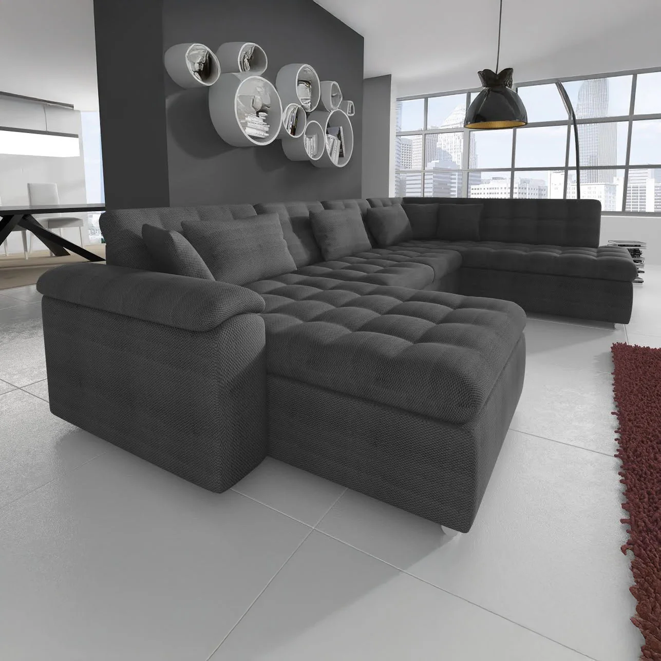 Nicoreta - Hoekbank 5-zits met chaise longue - Stof grijs - Links - Image 3