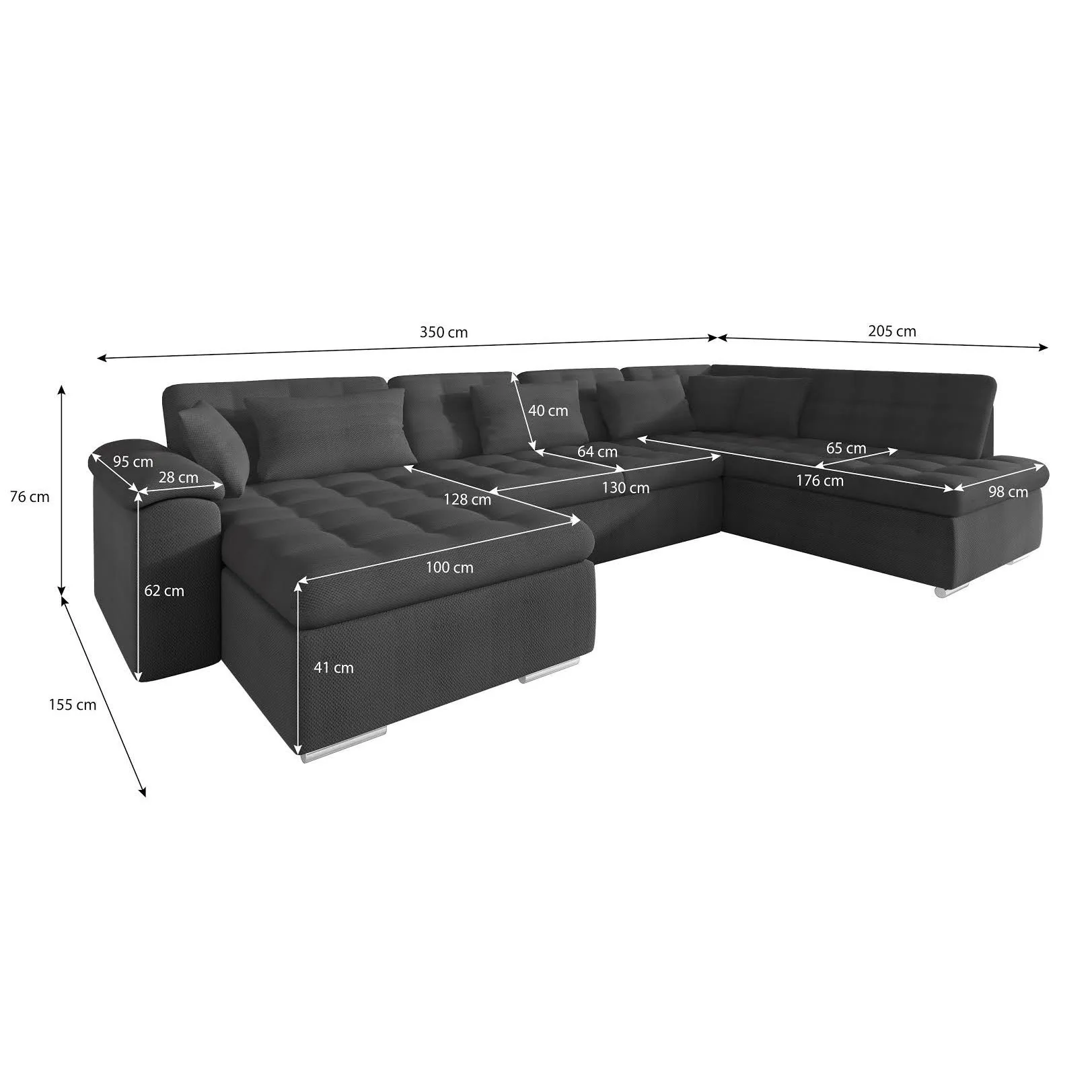 Nicoreta - Hoekbank 5-zits met chaise longue - Stof grijs - Links - Image 5