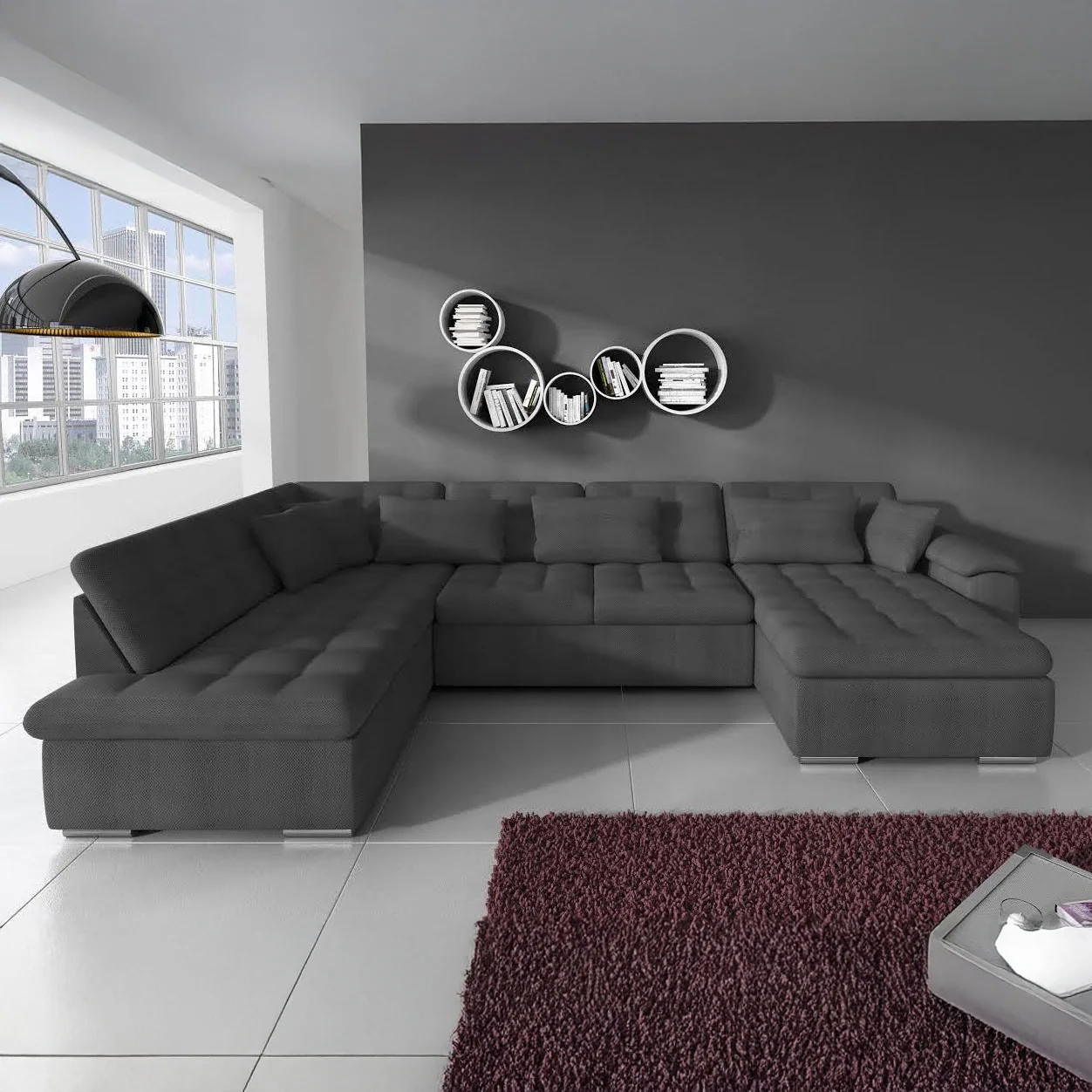 Nicoreta - Hoekbank 5-zits met chaise longue - Stof grijs - Rechts - Image 2