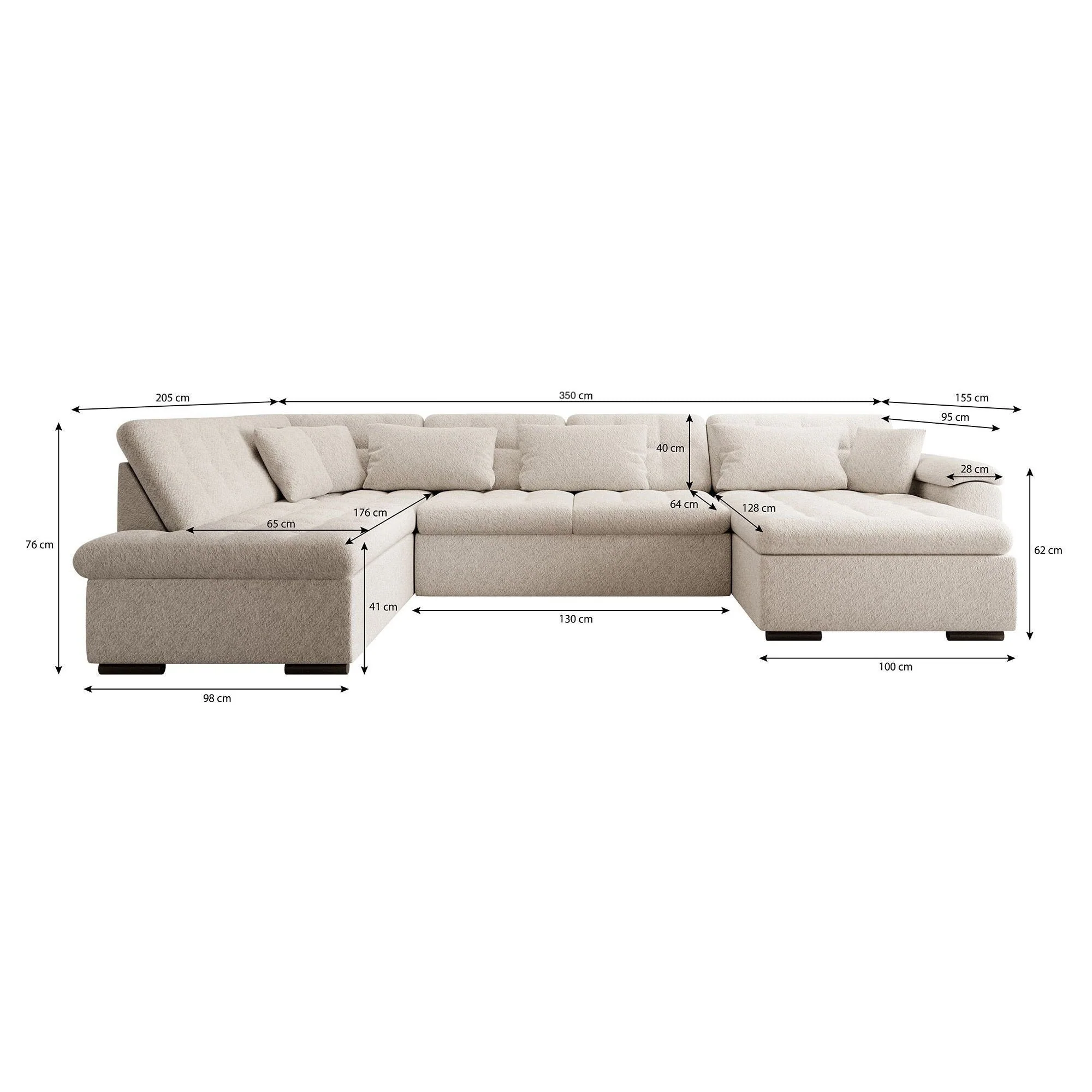Nicoreta - Hoekbank 5-zits met chaise longue - Teddystof beige - Rechts - Image 4