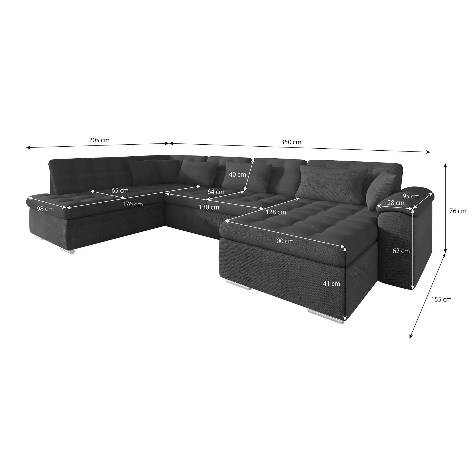 Nicoreta - Hoekbank 5-zits met chaise longue - Velvet grijs - Rechts - Image 4