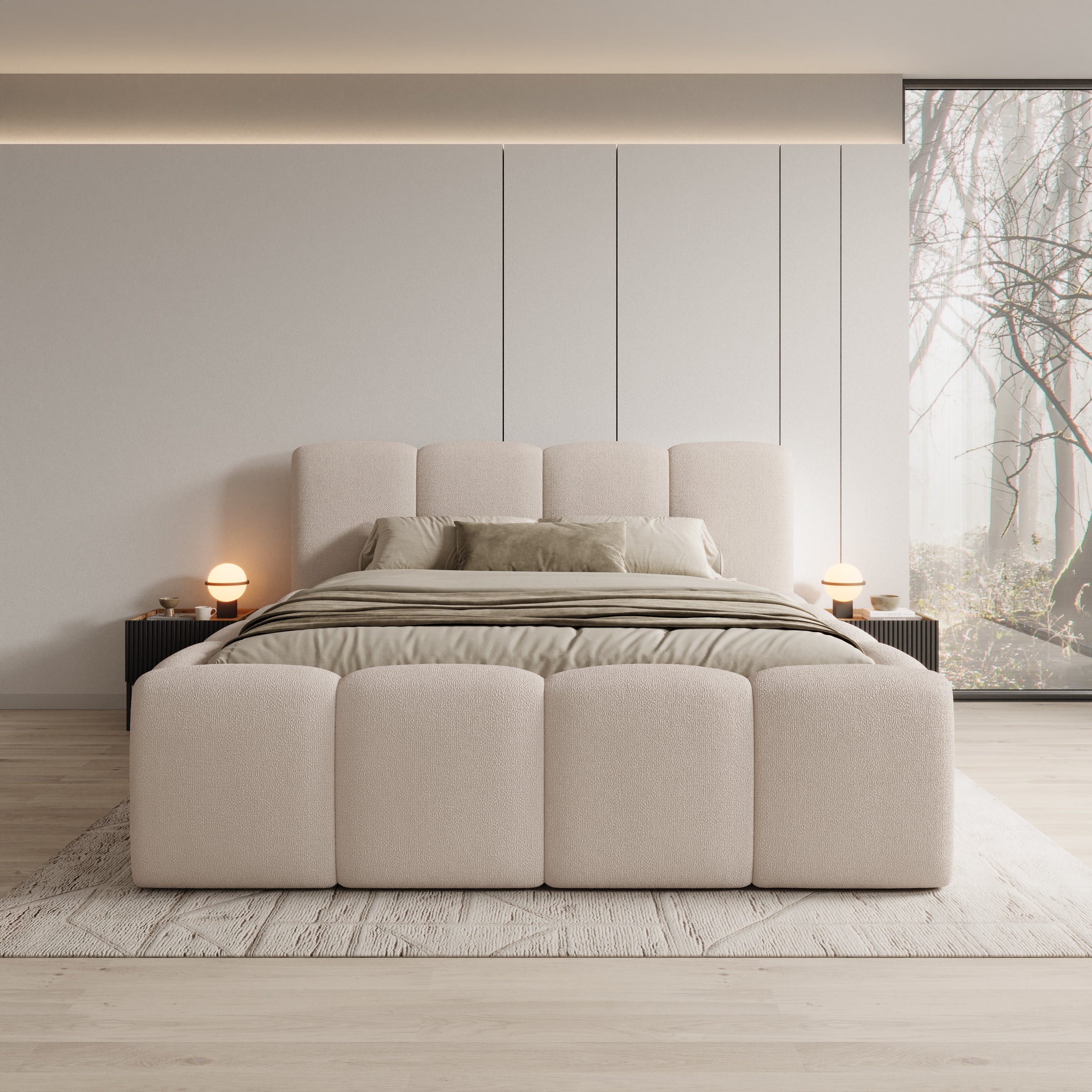 Nihito - Tweepersoonsbed - Stof beige - 180x200 cm - Image 2