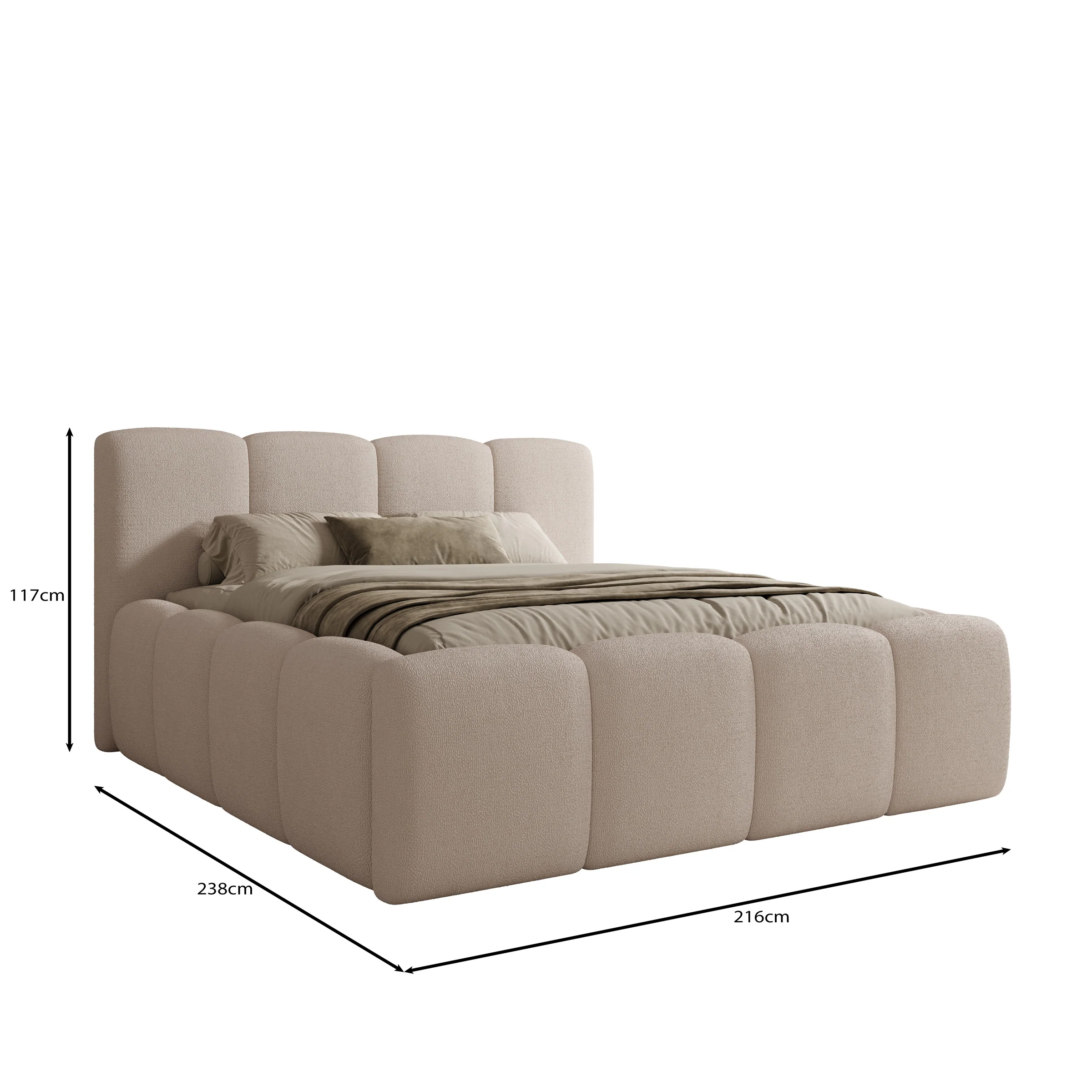 Nihito - Tweepersoonsbed - Stof beige - 180x200 cm - Image 3
