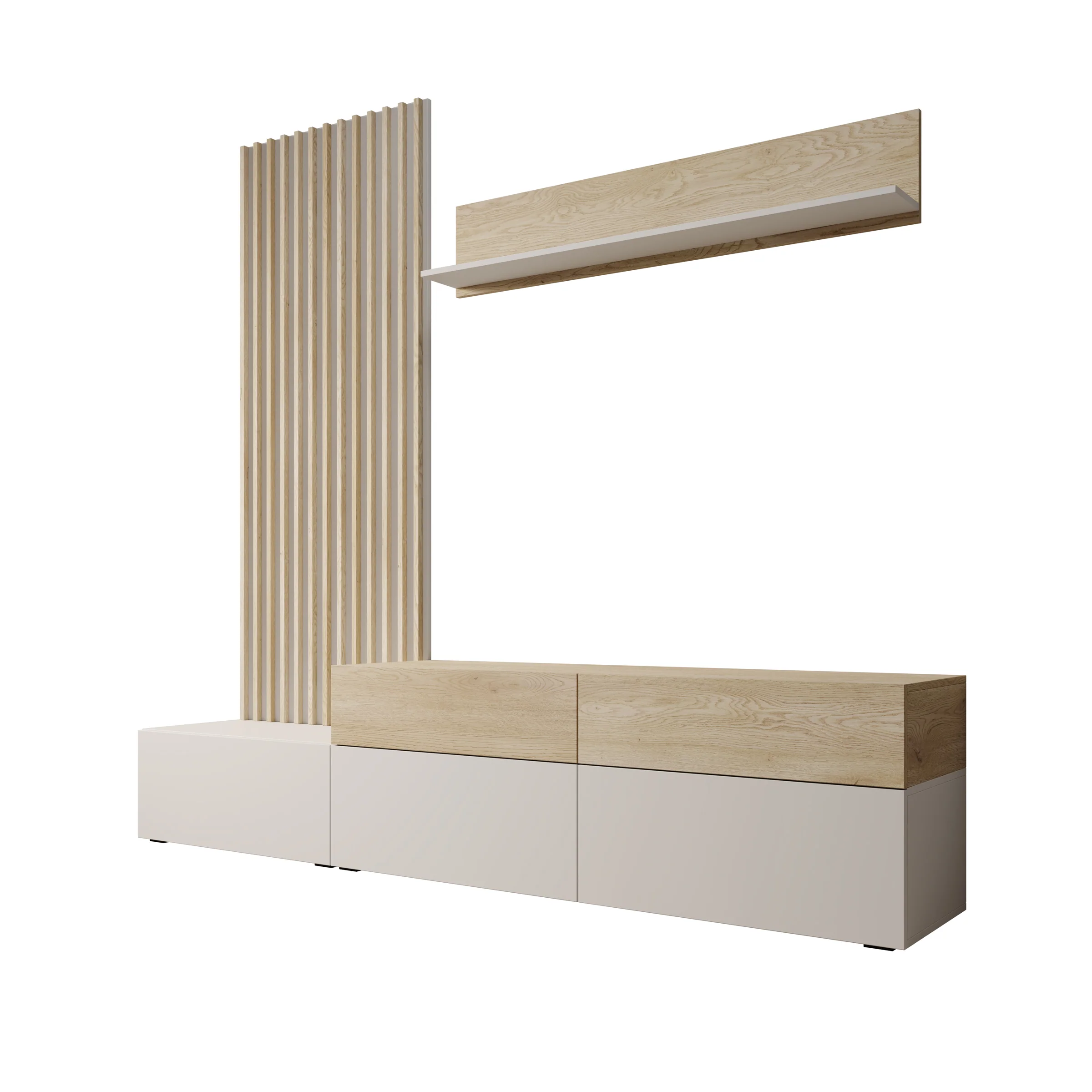 Nobu - Wandmeubel - Wit/Eikenpatroon - 225x40x209 cm - Image 8